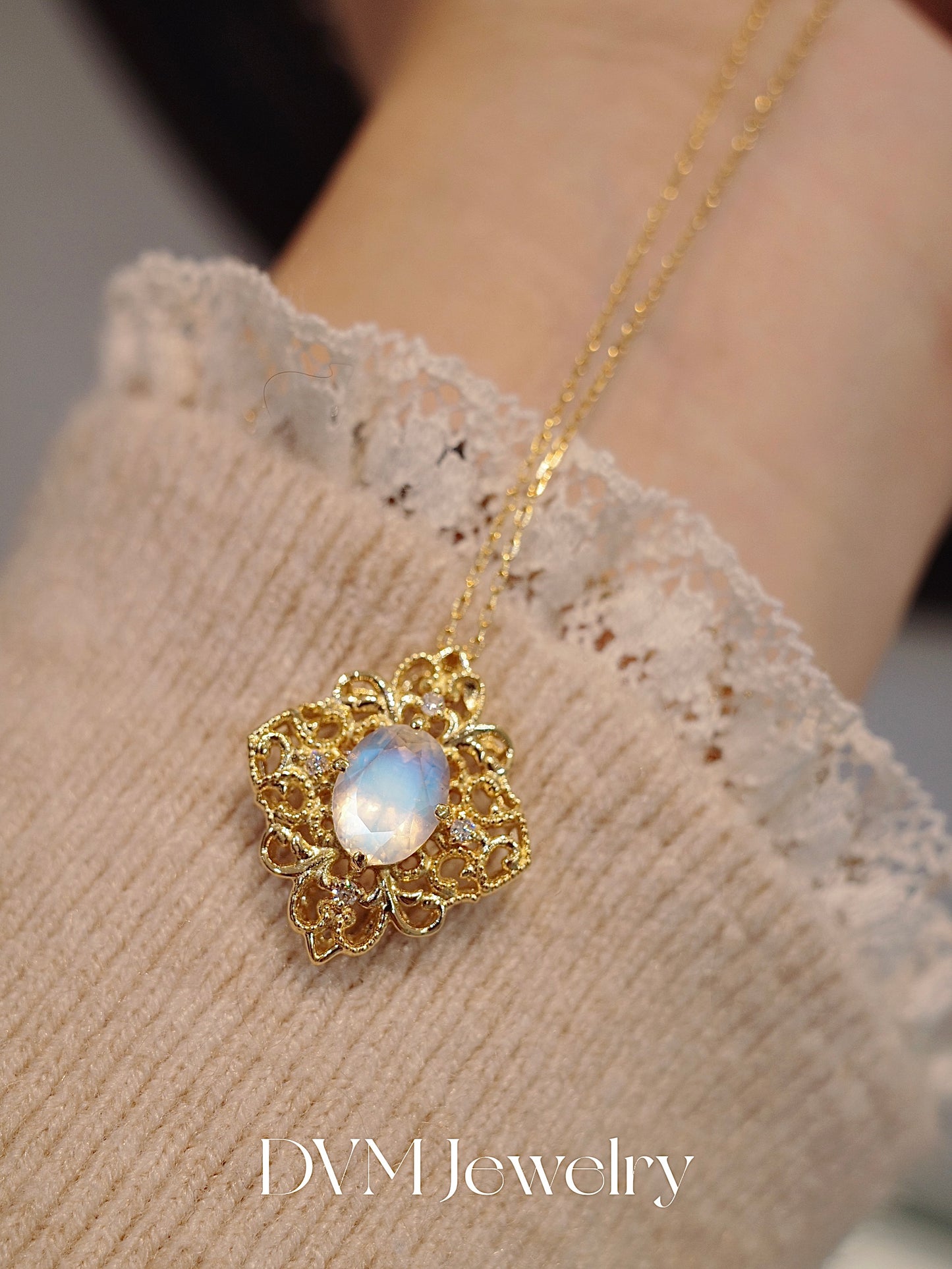 需訂製18K GOLD MOONSTONE NECKLACE| Gnmo0001