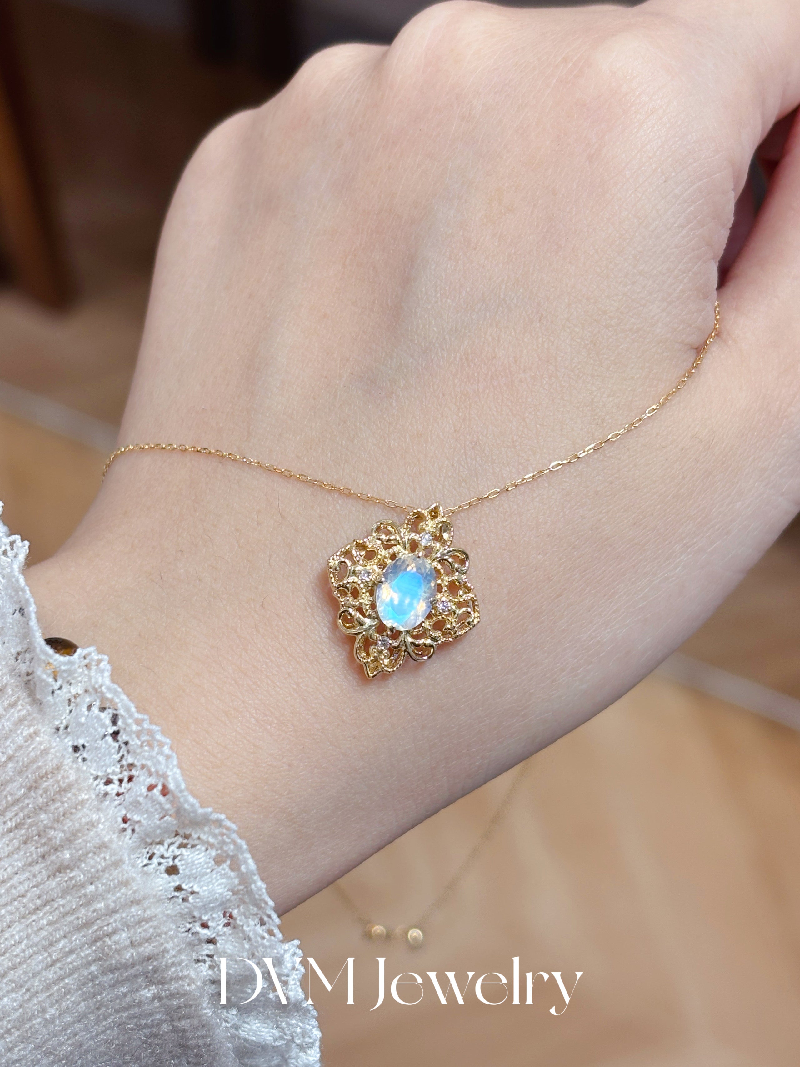 需訂製18K GOLD MOONSTONE NECKLACE| Gnmo0001