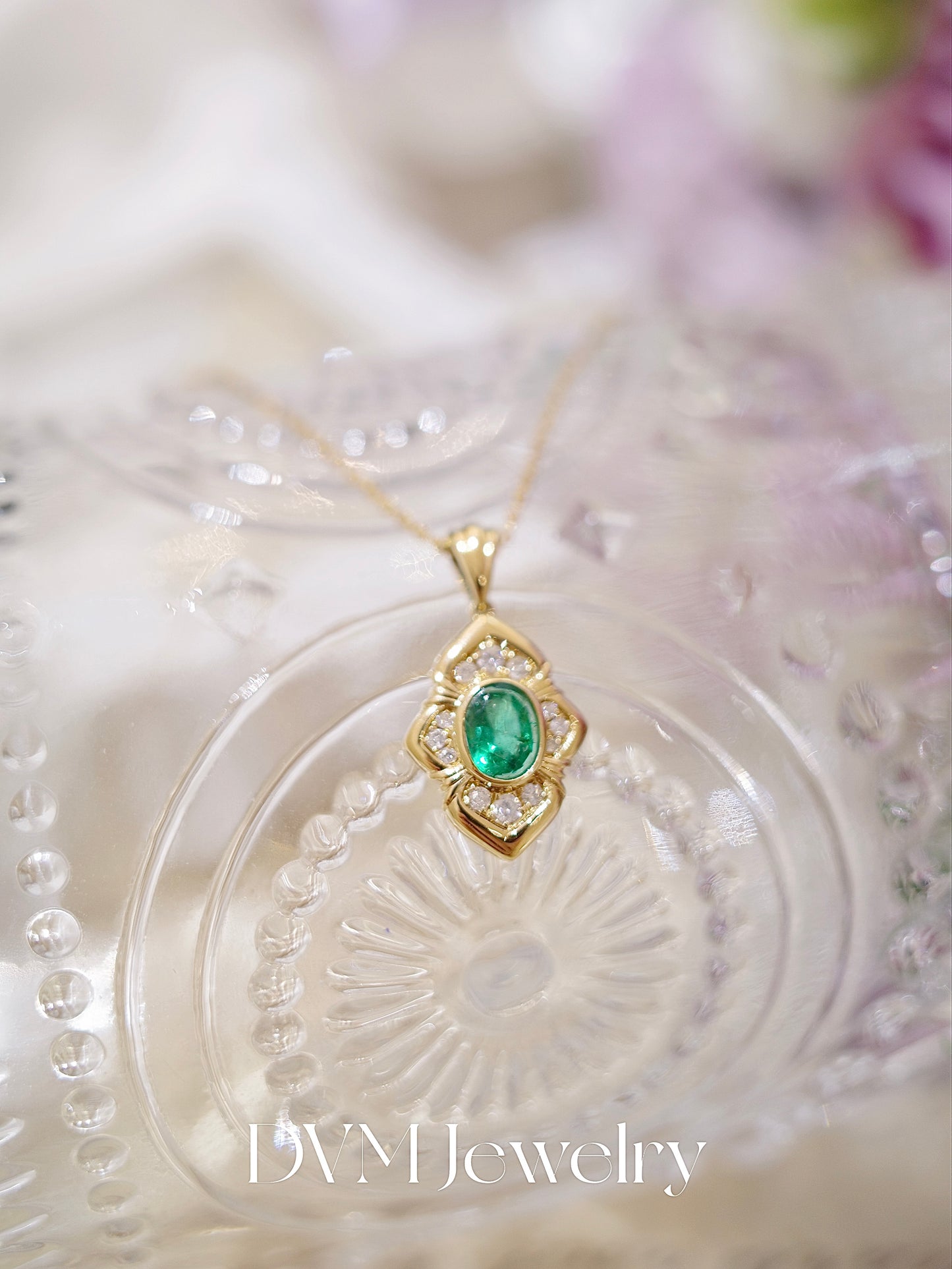 18K GOLD EMERALD NECKLACE| Gne0010