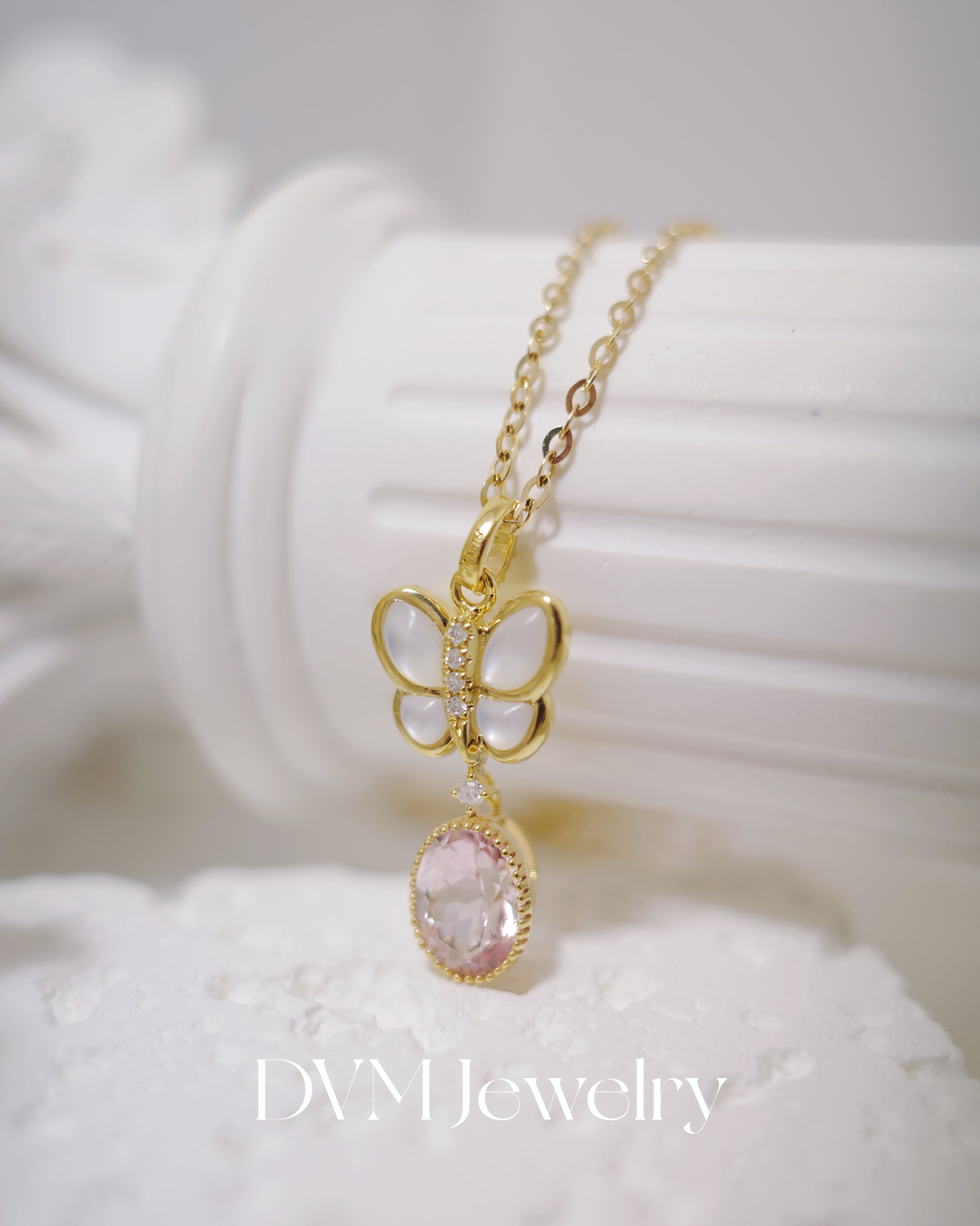 18K GOLD Morganite PENDANT