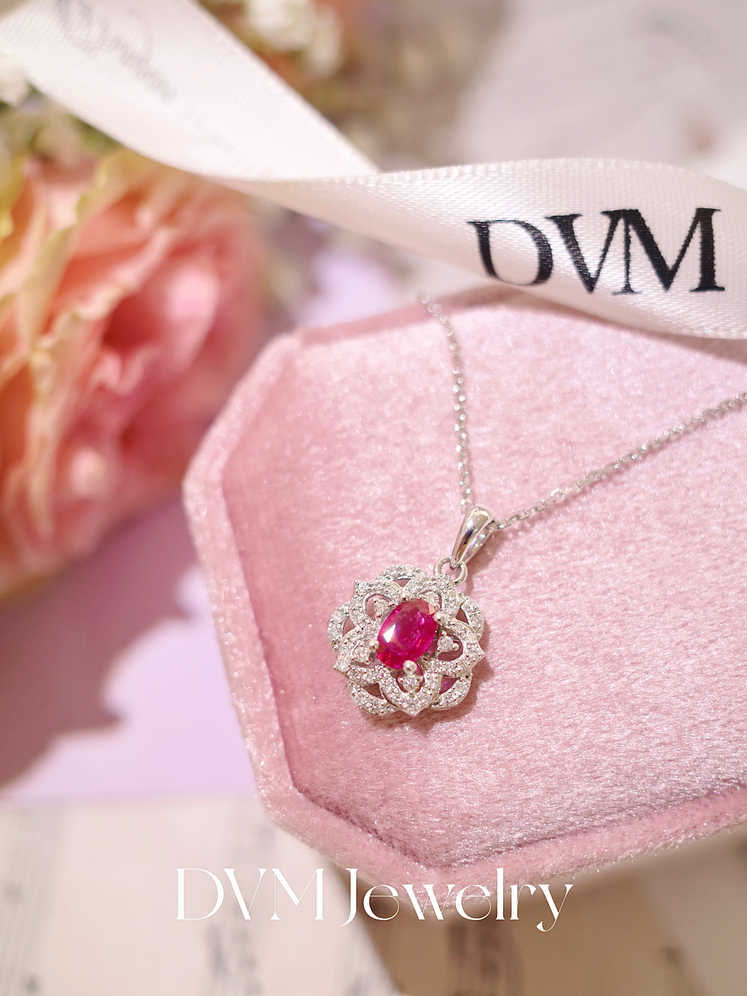 18K WHITE GOLD RUBY NECKLACE |Gnru0025