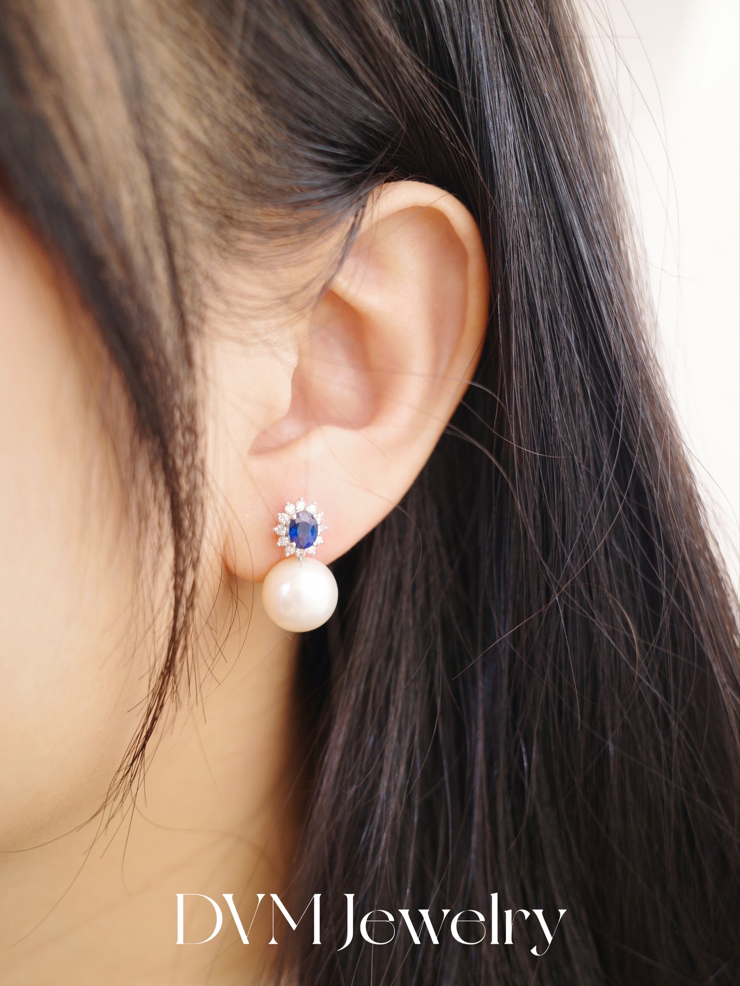 18K WHITE GOLD SAPPHIRE EARRINGS |Ges0016