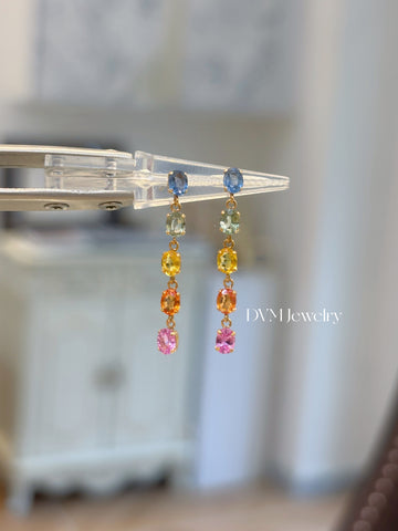 18K GOLD RAINBOW SAPPHIRE EARRING | Ger0001