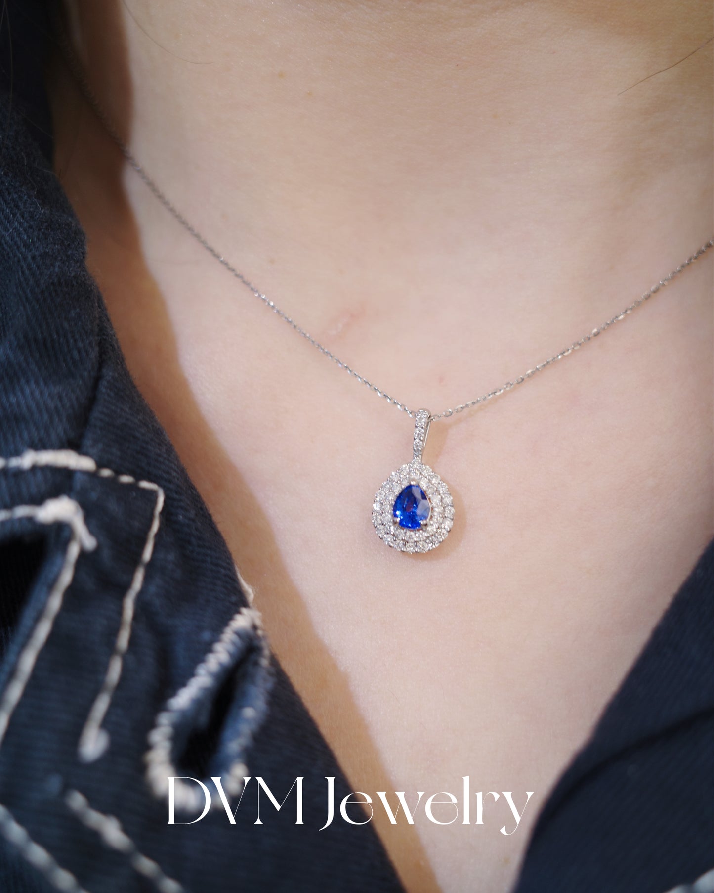 18K WHITE GOLD SAPPHIRE NECKLACE |Gns0017