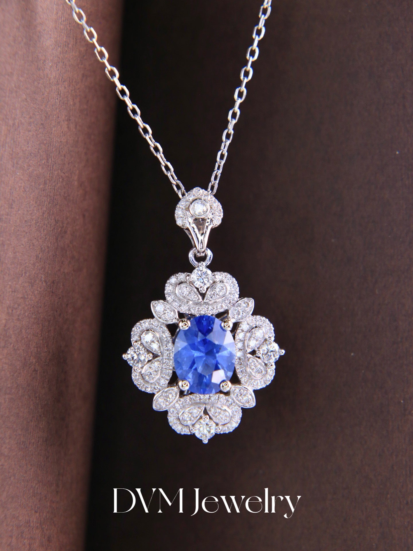 18K WHITE GOLD SAPPHIRE NECKLACE |Per-other