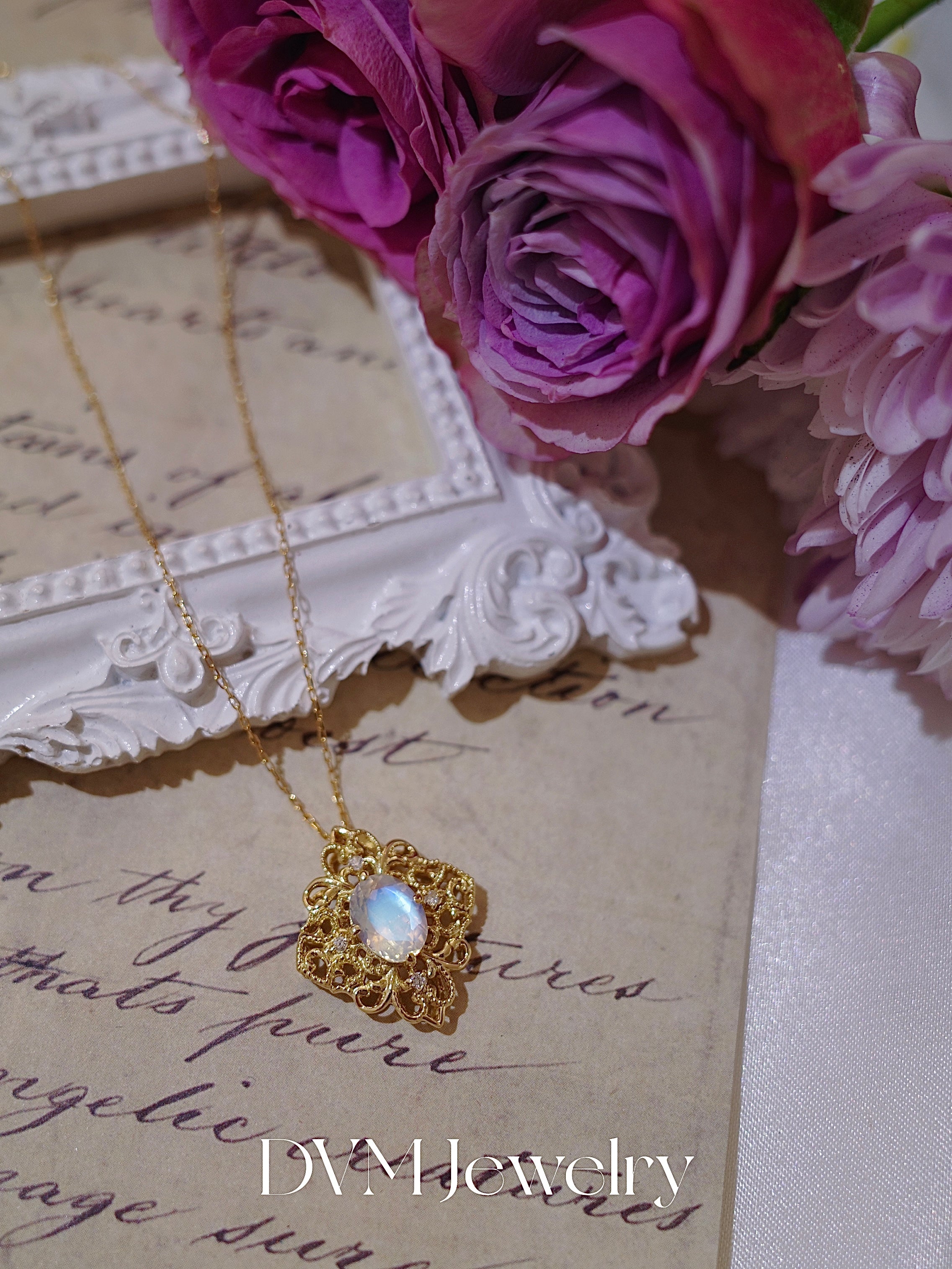 需訂製18K GOLD MOONSTONE NECKLACE| Gnmo0001