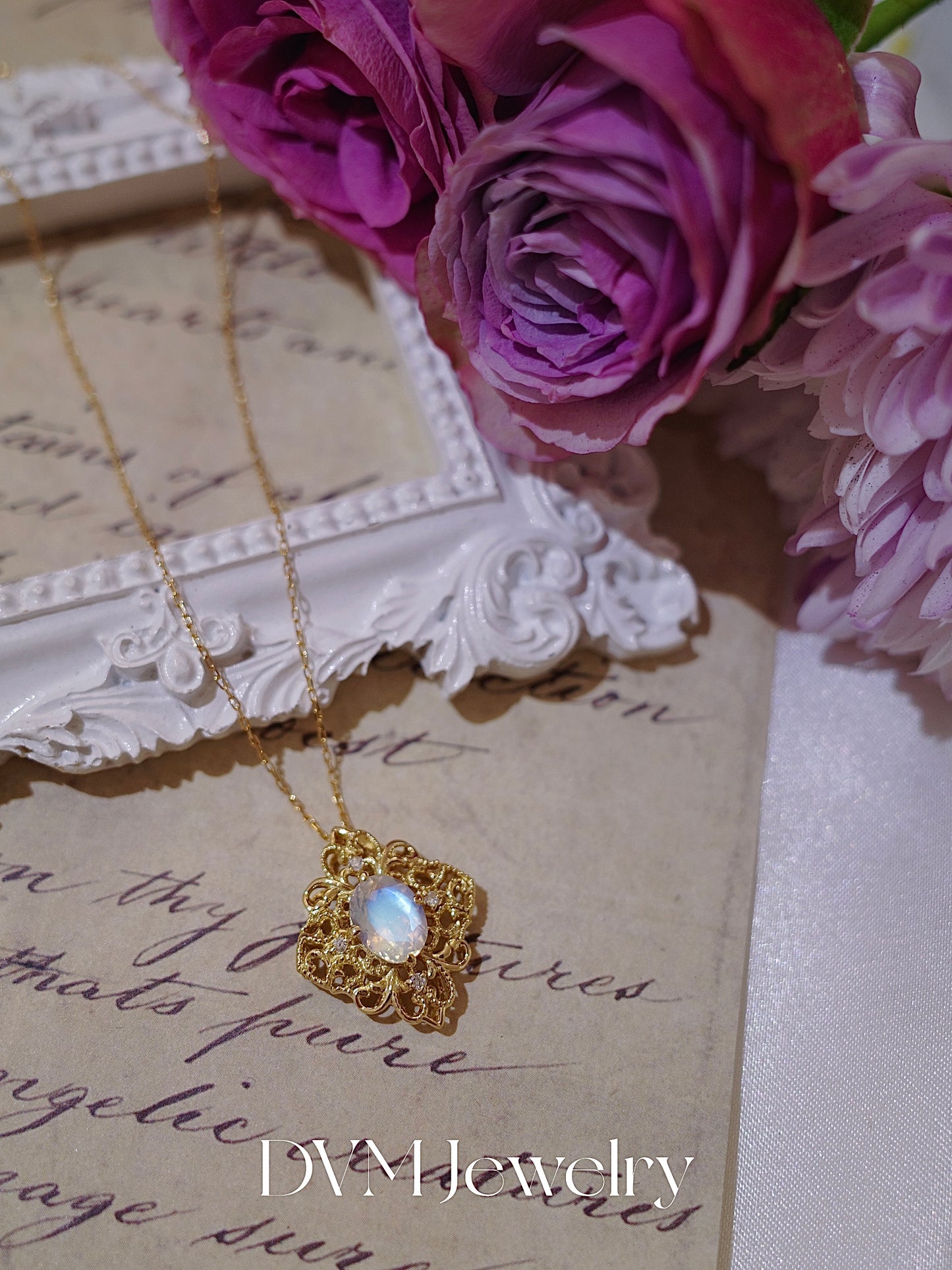 需訂製18K GOLD MOONSTONE NECKLACE| Gnmo0001