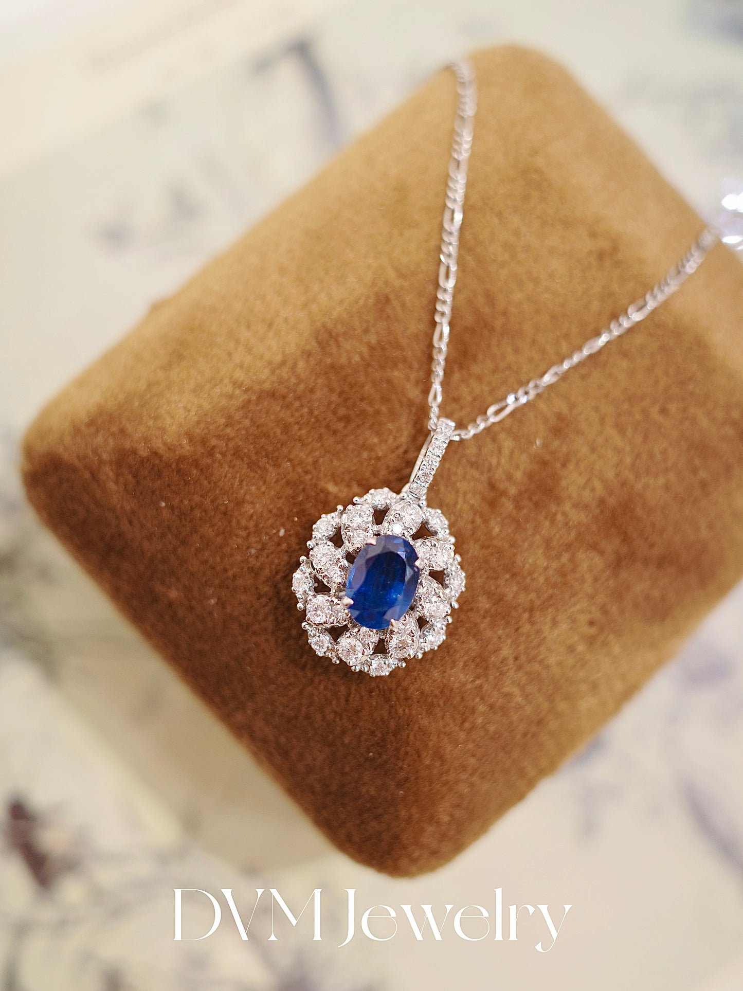 18K WHITE GOLD SAPPHIRE PENDANT |Gps0036