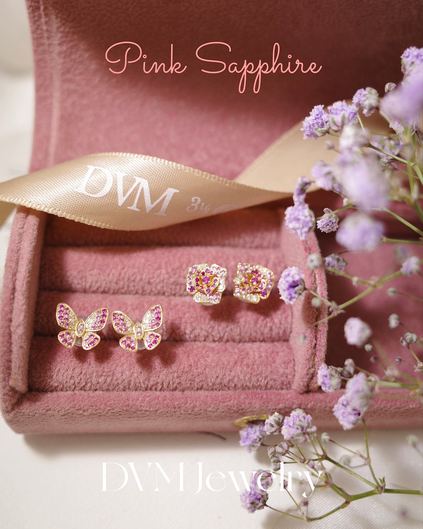 18K GOLD PINK SAPPHIRE EARRINGS |Ges0040