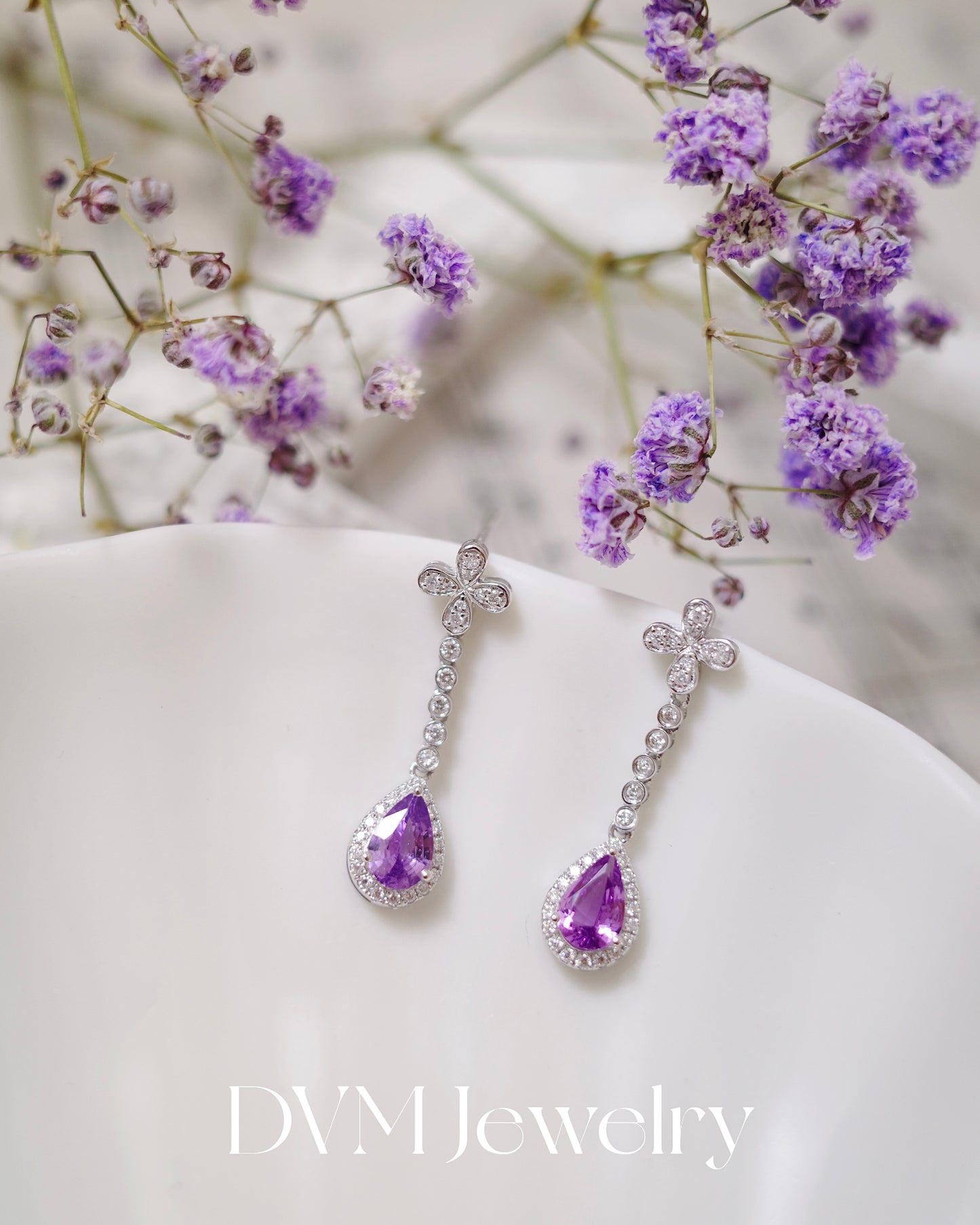 18K GOLD PURPLE SAPPHIRE EARRINGS |Ges0041