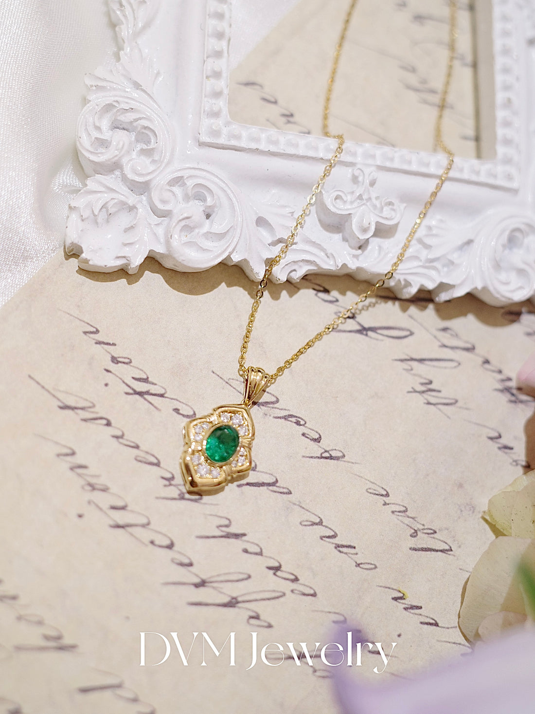 18K GOLD EMERALD NECKLACE| Gne0010