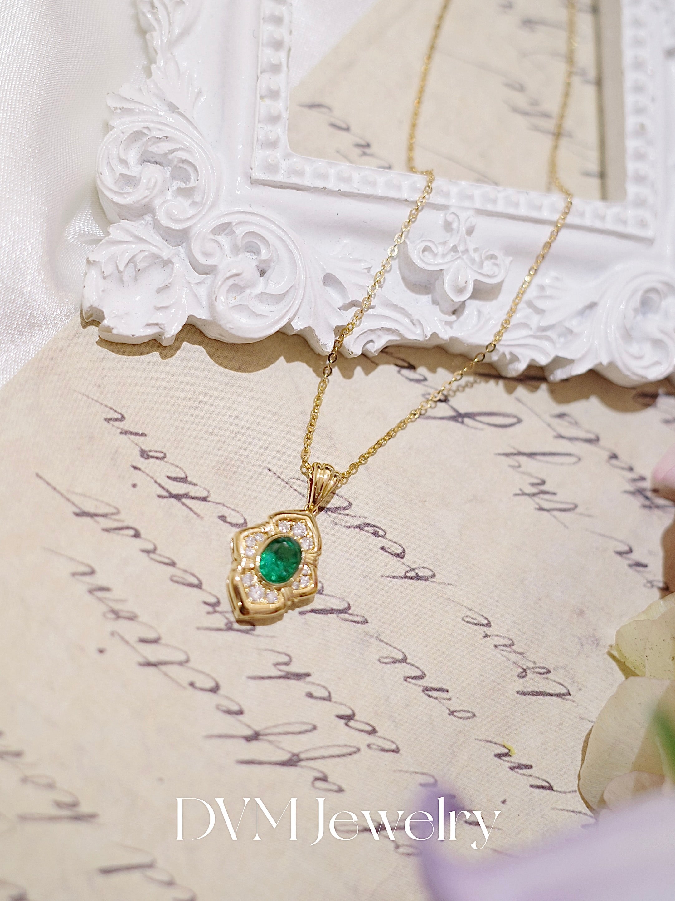 18K GOLD EMERALD NECKLACE| Gne0010