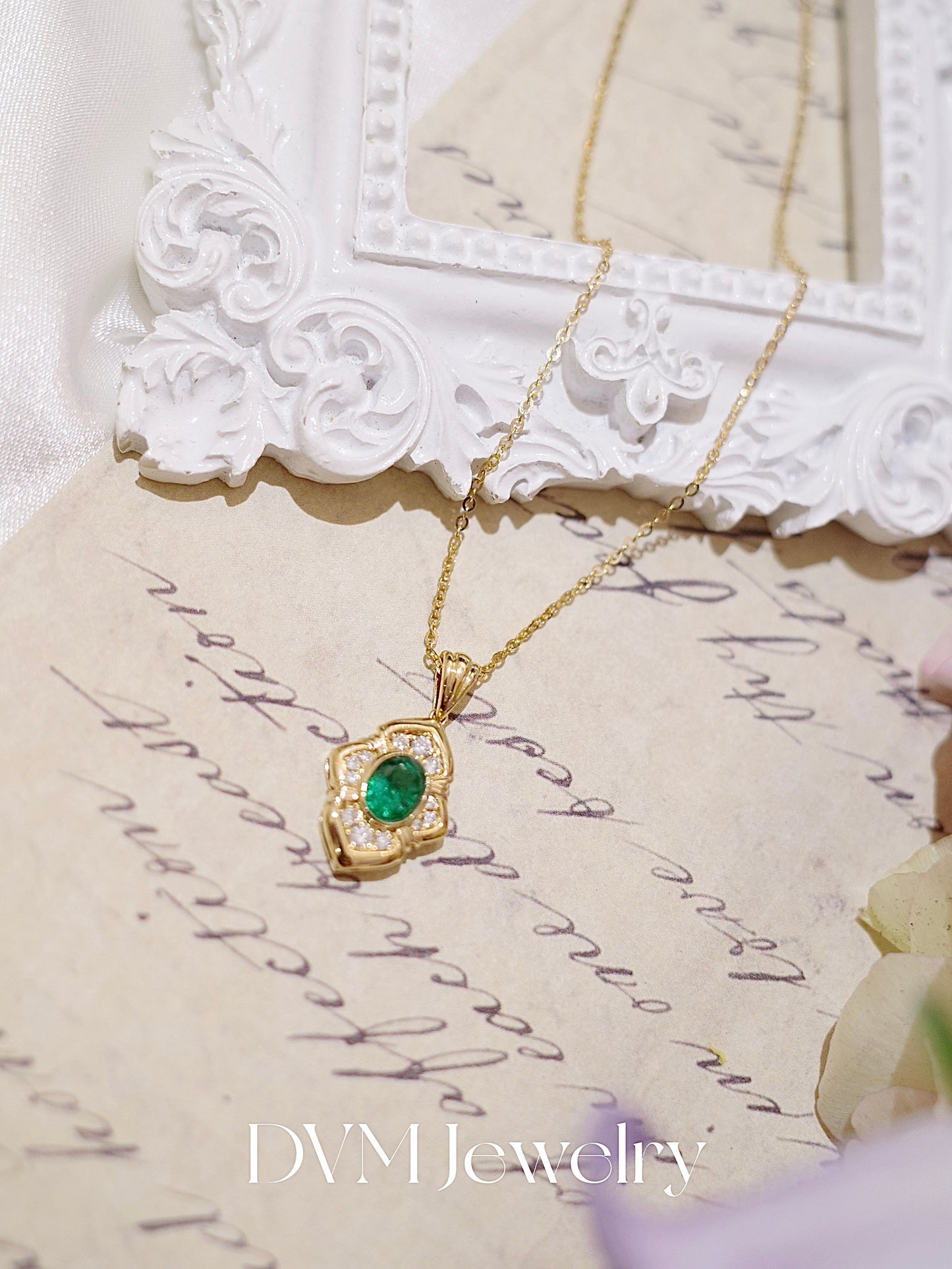 18K GOLD EMERALD NECKLACE| Gne0010
