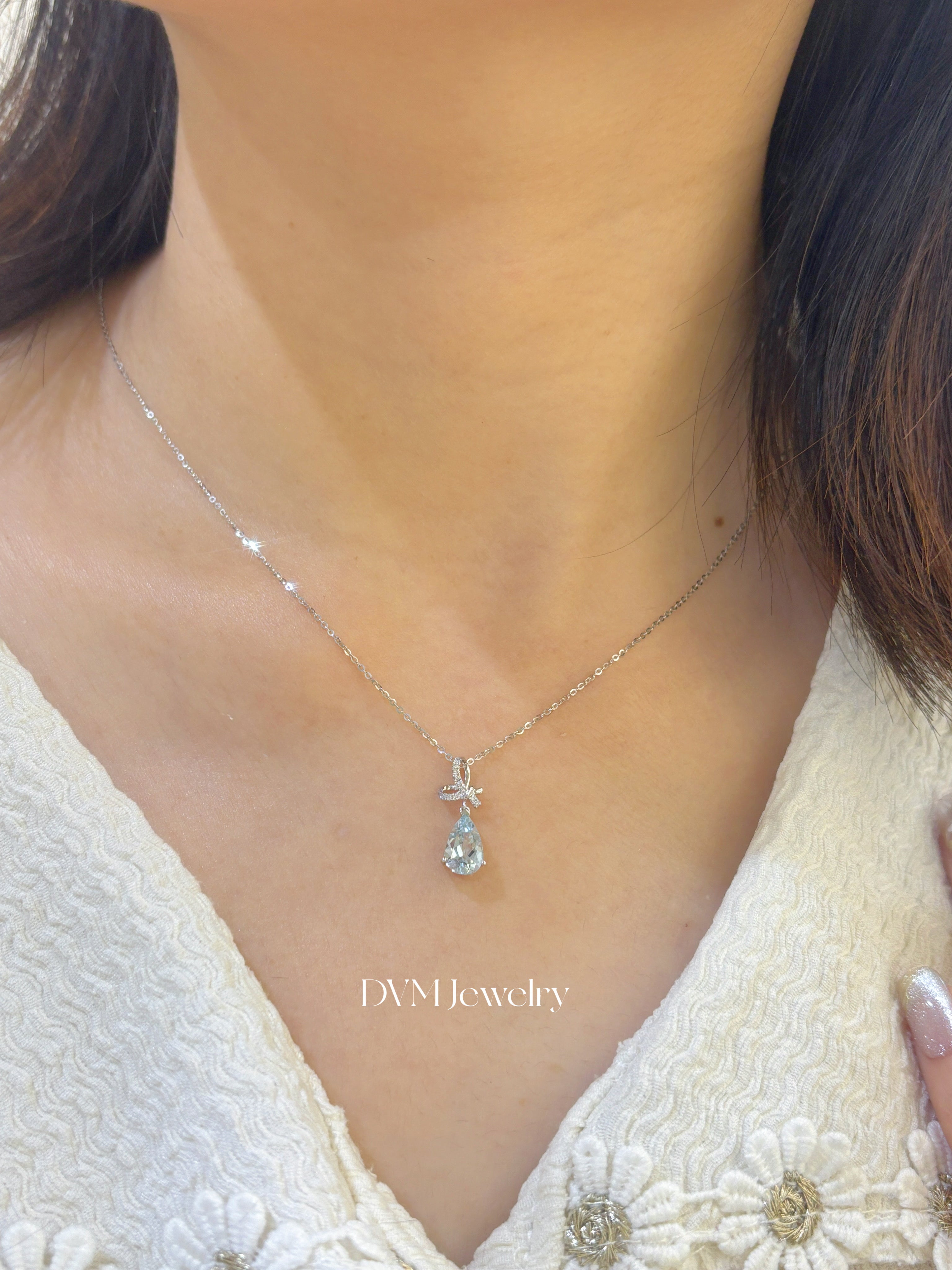 需訂製18K WHITE GOLD AQUAMARINE PENDANT | Gpa0009