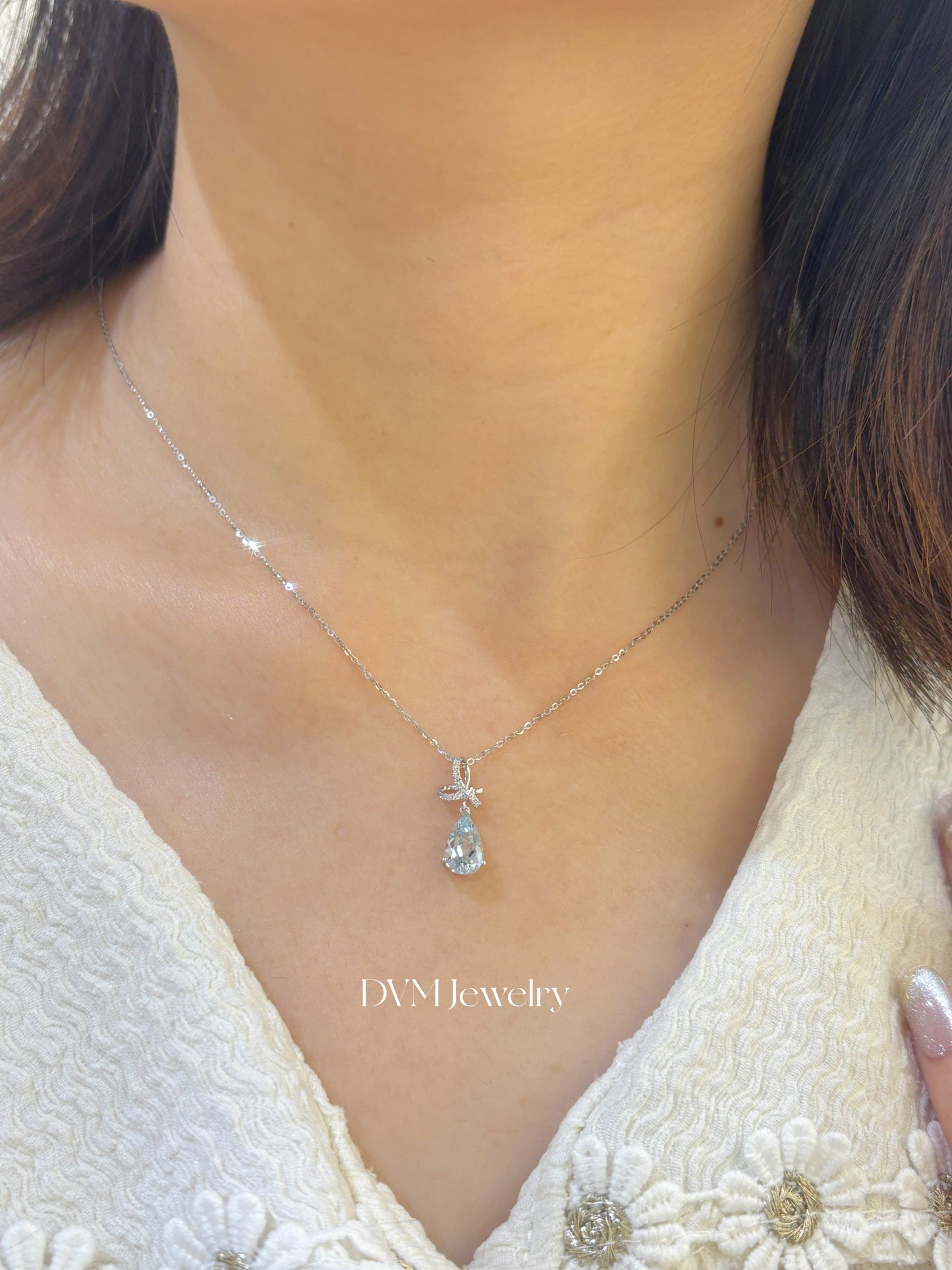 需訂製18K WHITE GOLD AQUAMARINE PENDANT | Gpa0009