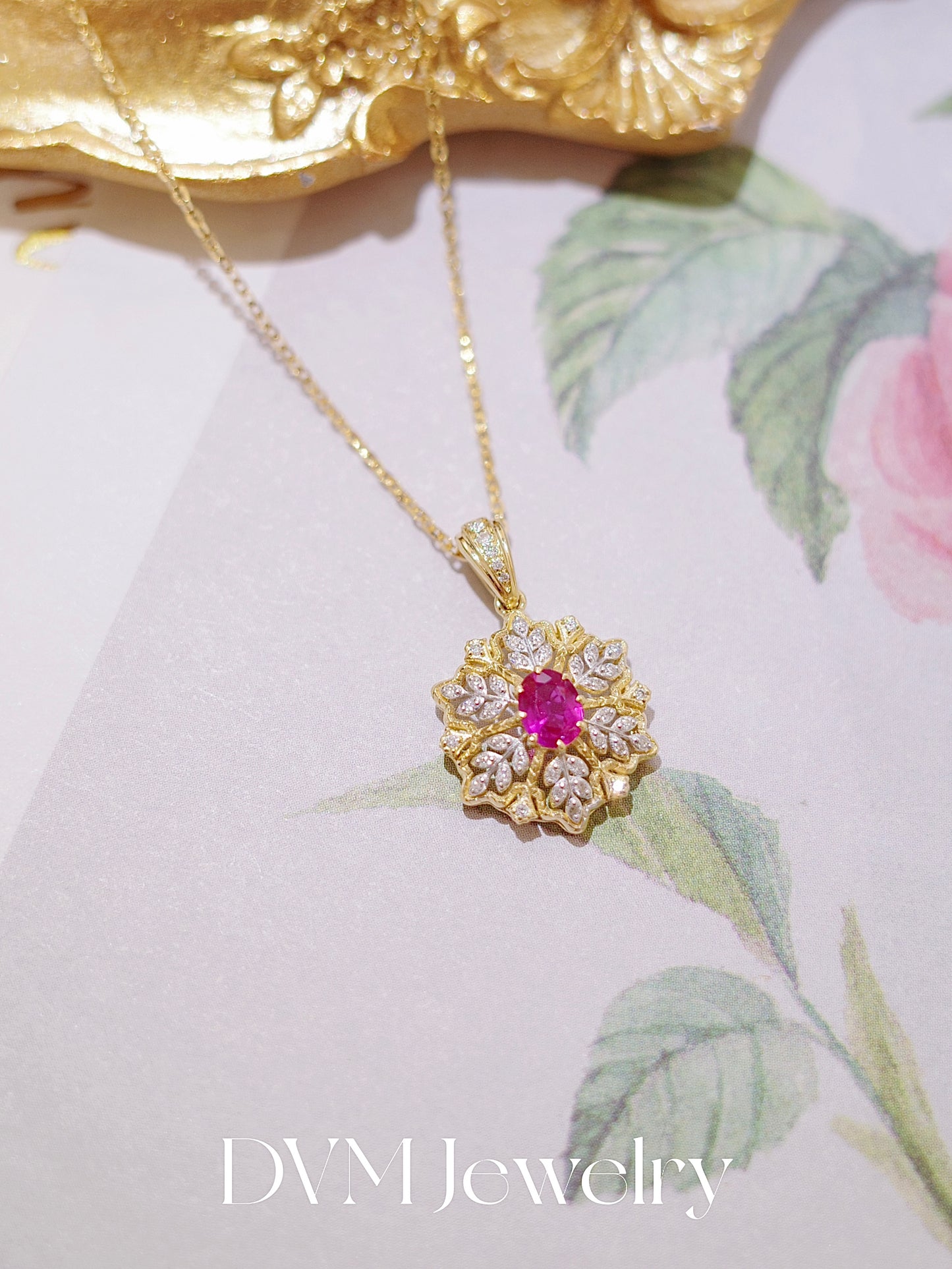18K GOLD RUBY PENDANT|Gpru0028