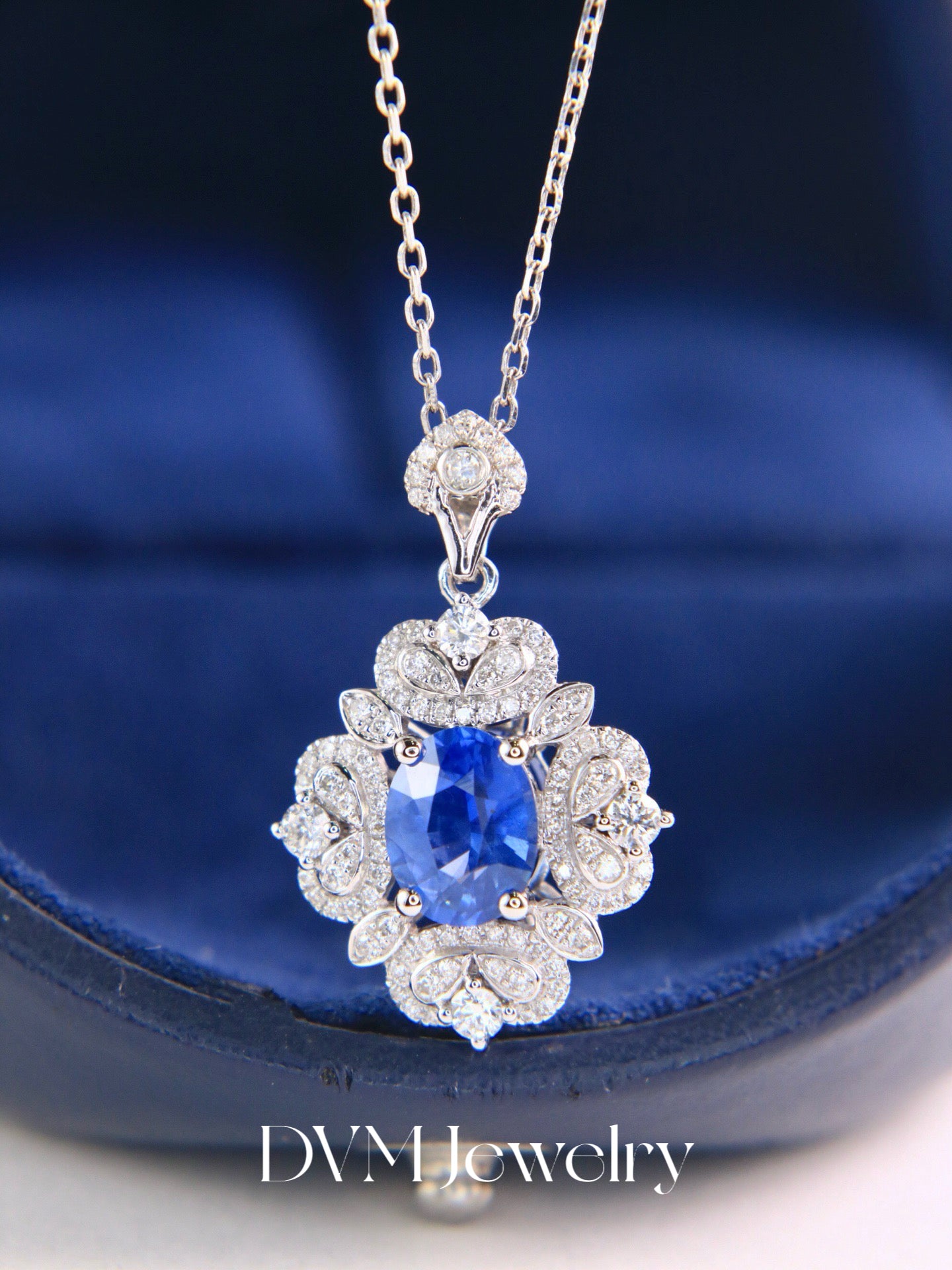 18K WHITE GOLD SAPPHIRE NECKLACE |Per-other