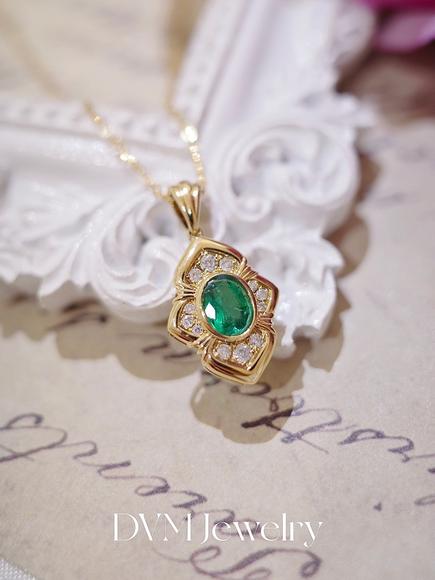 18K GOLD EMERALD NECKLACE| Gne0010