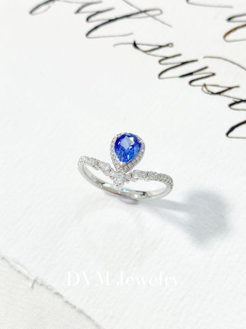 18K WHITE GOLD SAPPHIRE RING | Grs0040