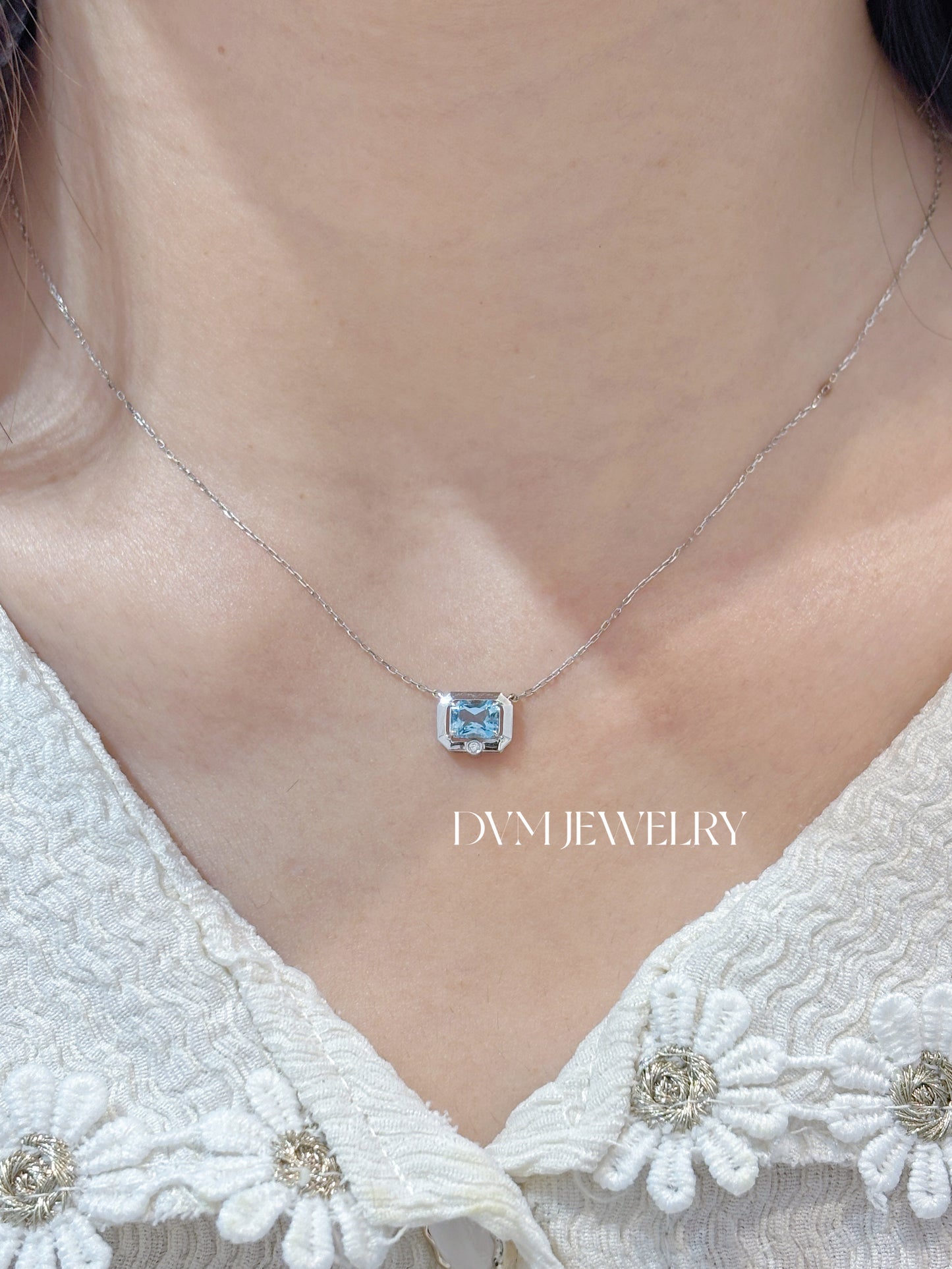 需訂製18K WHITE GOLD AQUAMARINE NECKLACE |Gpa0009