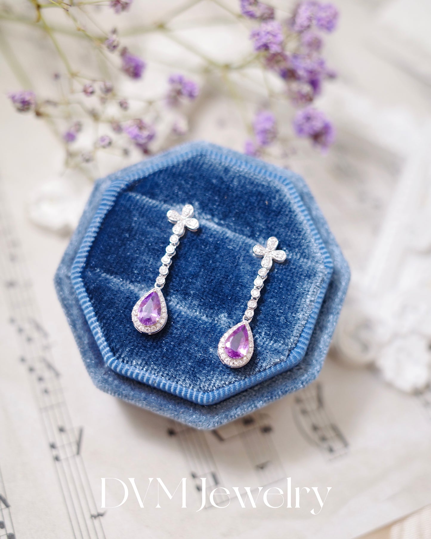18K GOLD PURPLE SAPPHIRE EARRINGS |Ges0041