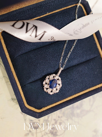 18K WHITE GOLD SAPPHIRE PENDANT |Gps0036