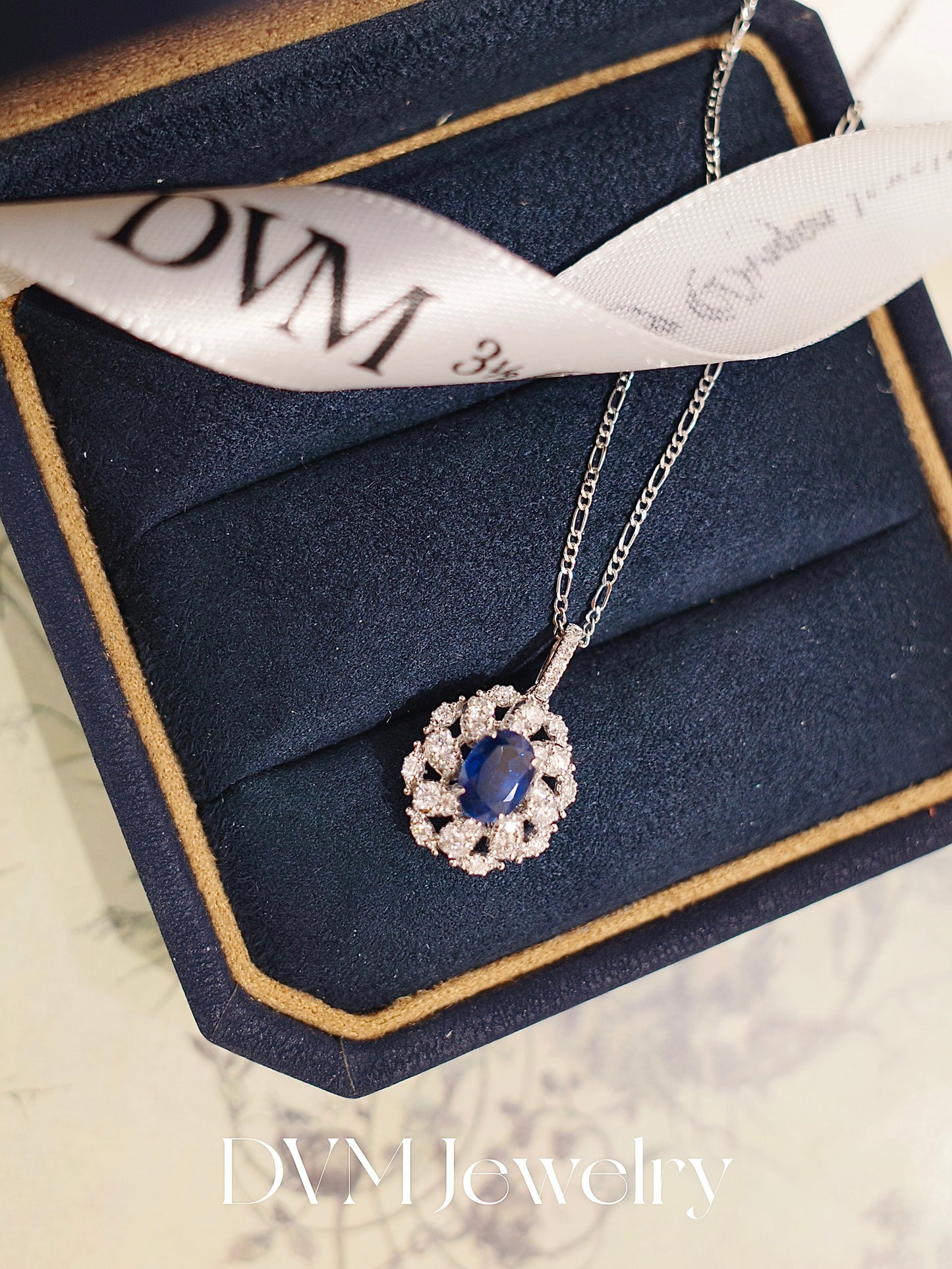 18K WHITE GOLD SAPPHIRE PENDANT |Gps0036
