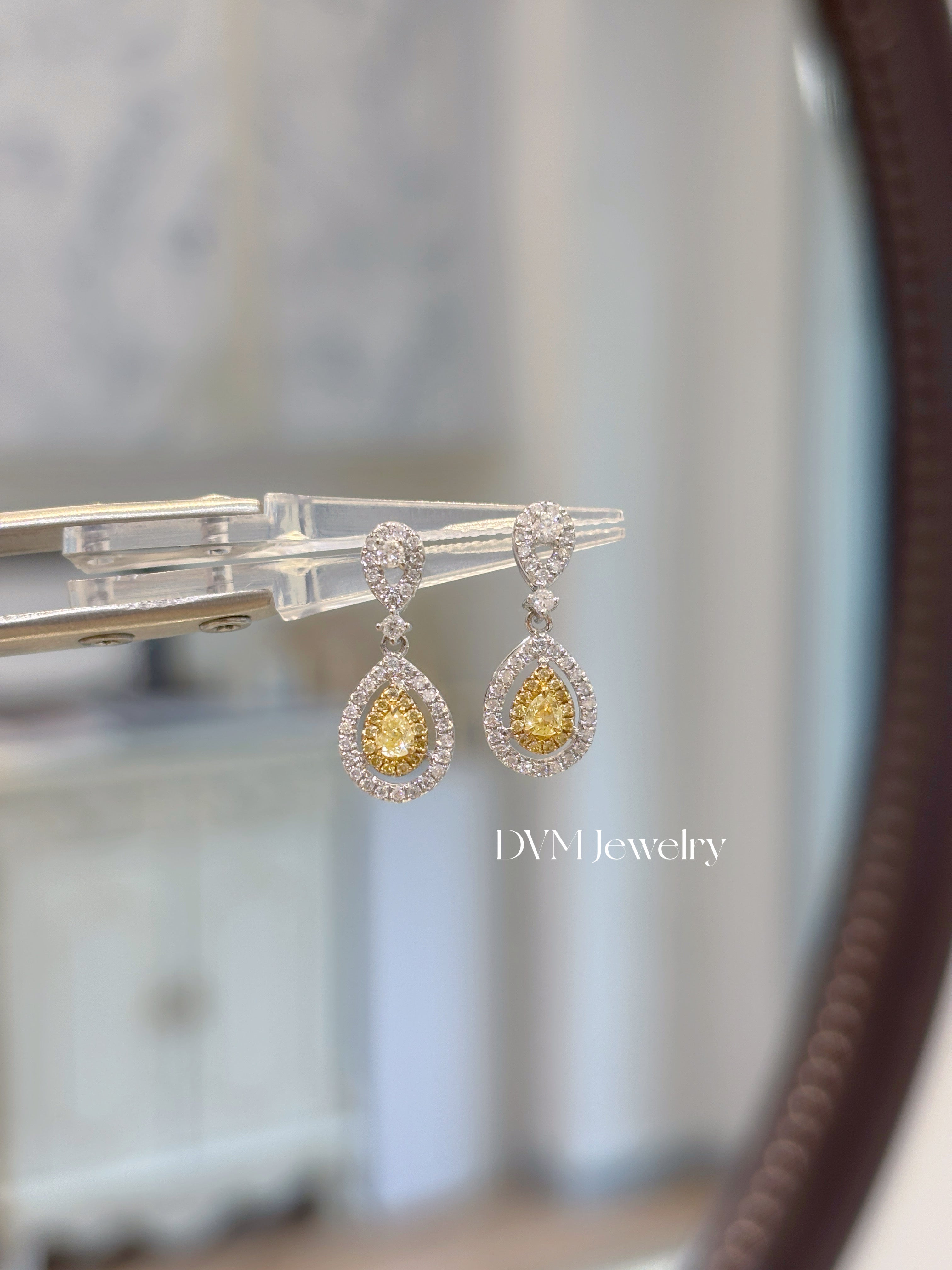 需訂製18K WHITE GOLD YELLOW DIAMOND EARRING | Dey0001