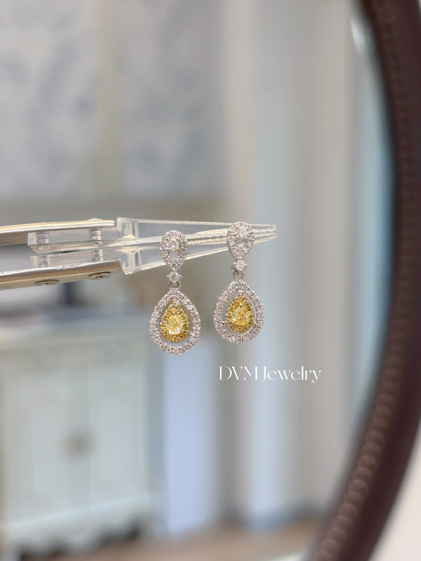 需訂製18K WHITE GOLD YELLOW DIAMOND EARRING | Dey0001