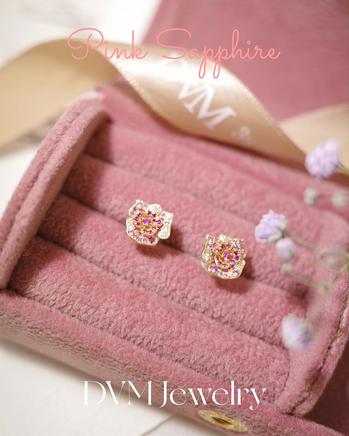18K GOLD PINK SAPPHIRE EARRINGS |Ges0040