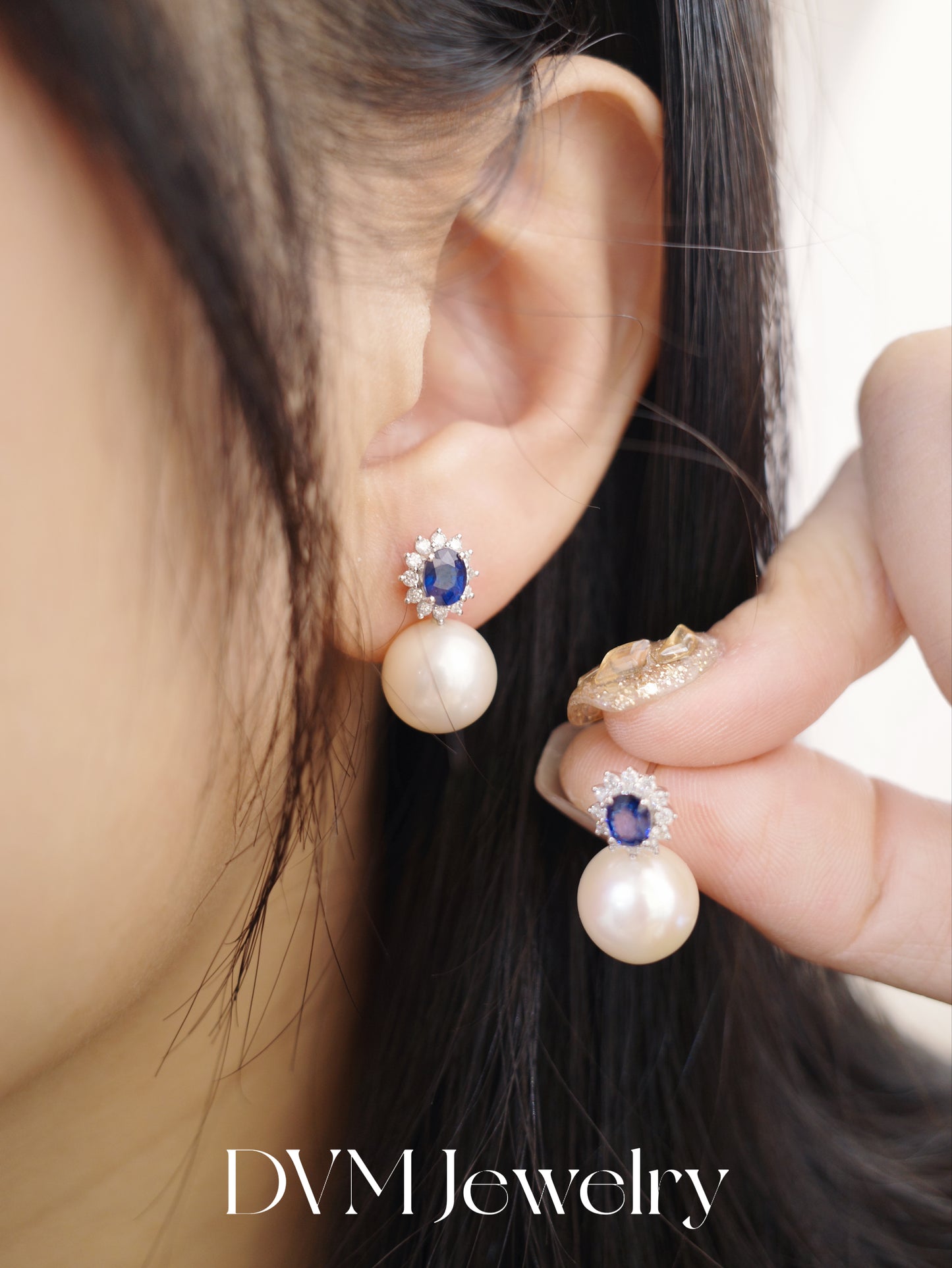 18K WHITE GOLD SAPPHIRE EARRINGS |Ges0016