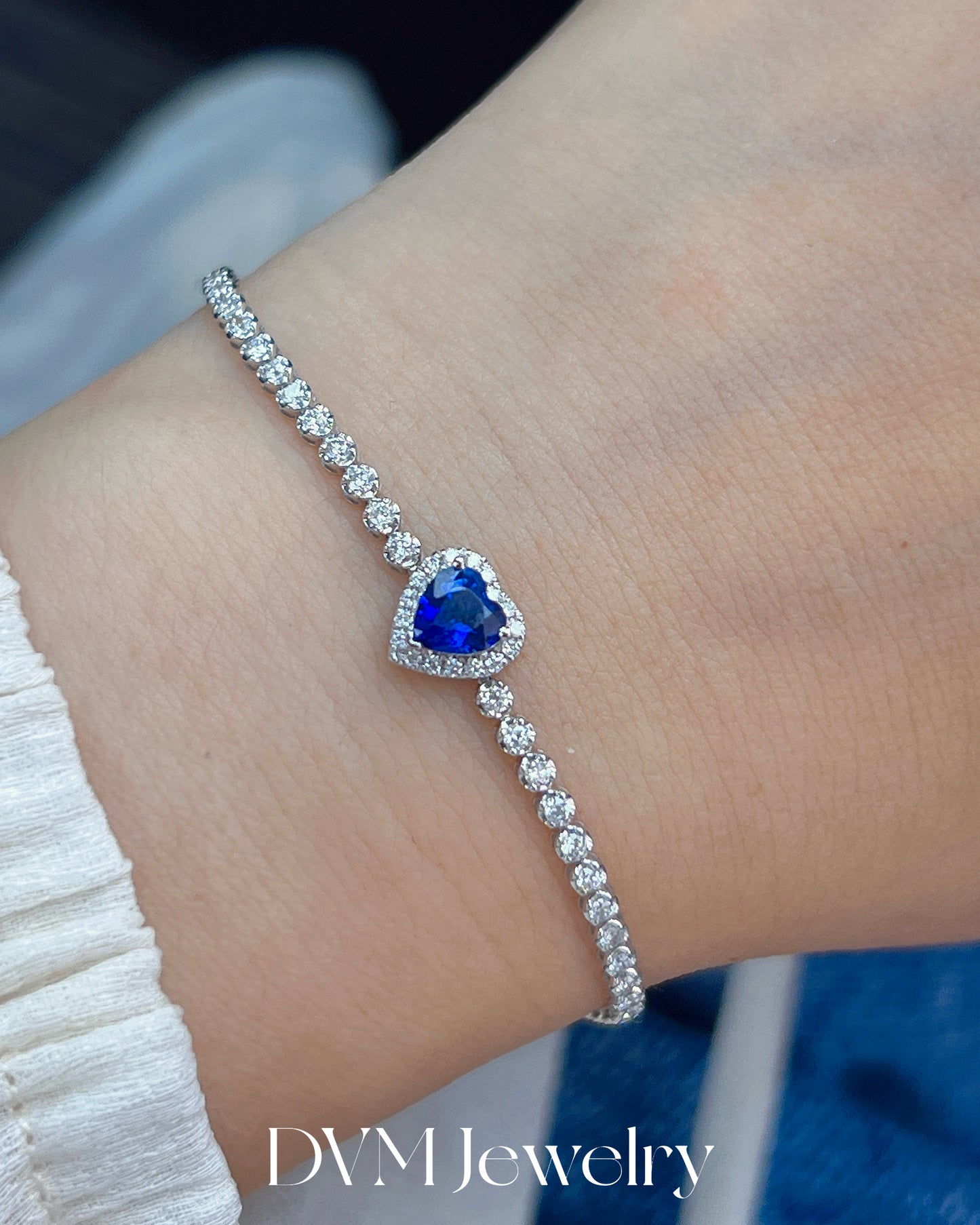 18K WHITE GOLD SAPPHIRE DIAMOND BRACELET | Pre-order