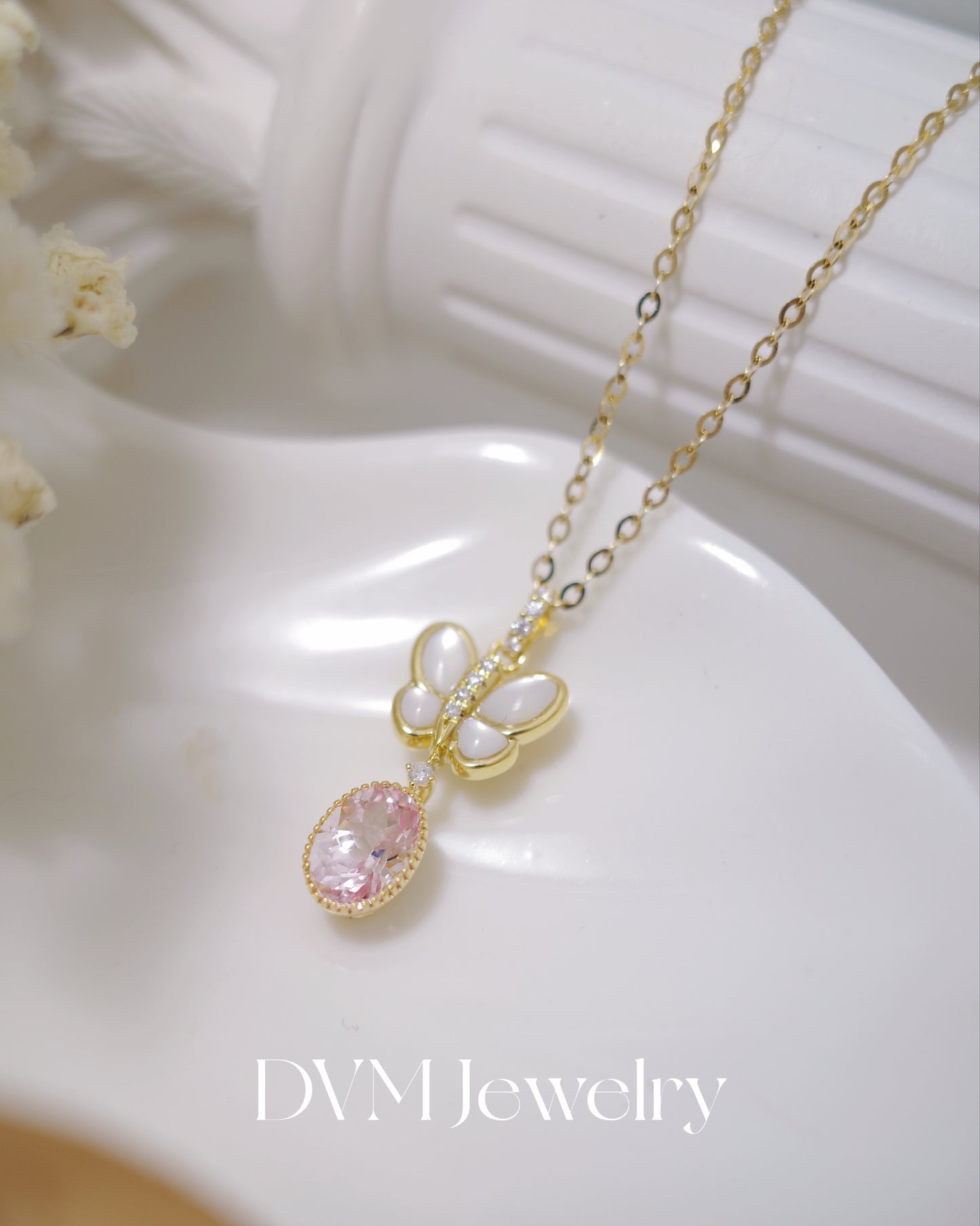 18K GOLD Morganite PENDANT