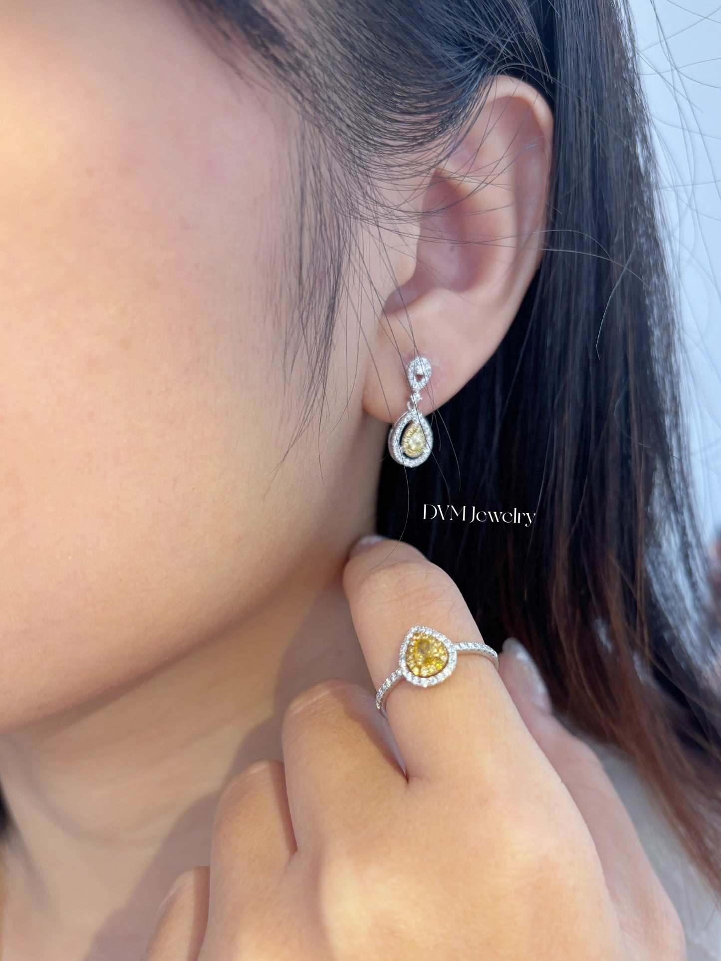 需訂製18K WHITE GOLD YELLOW DIAMOND EARRING | Dey0001
