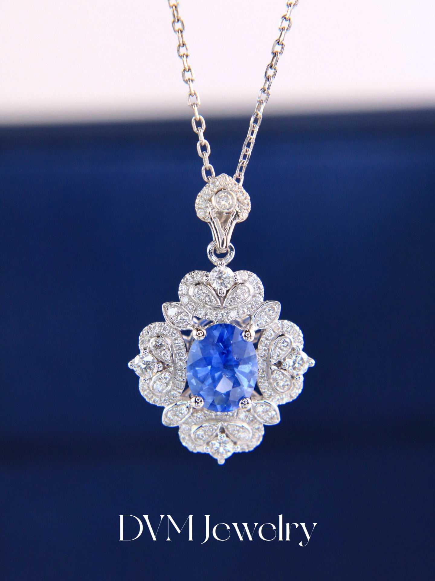 18K WHITE GOLD SAPPHIRE NECKLACE |Per-other