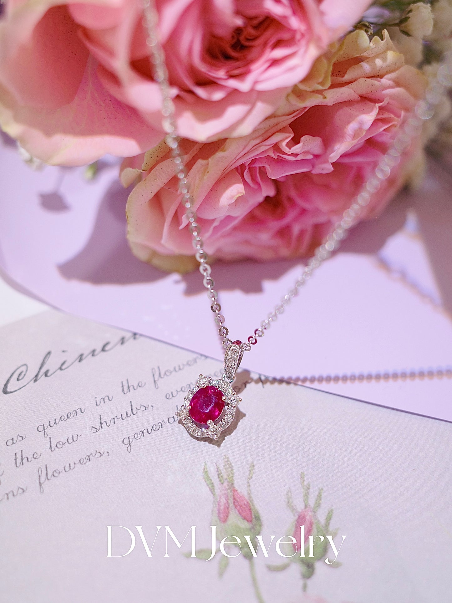 18K WHITE GOLD RUBY PENDANT|Gpru0030