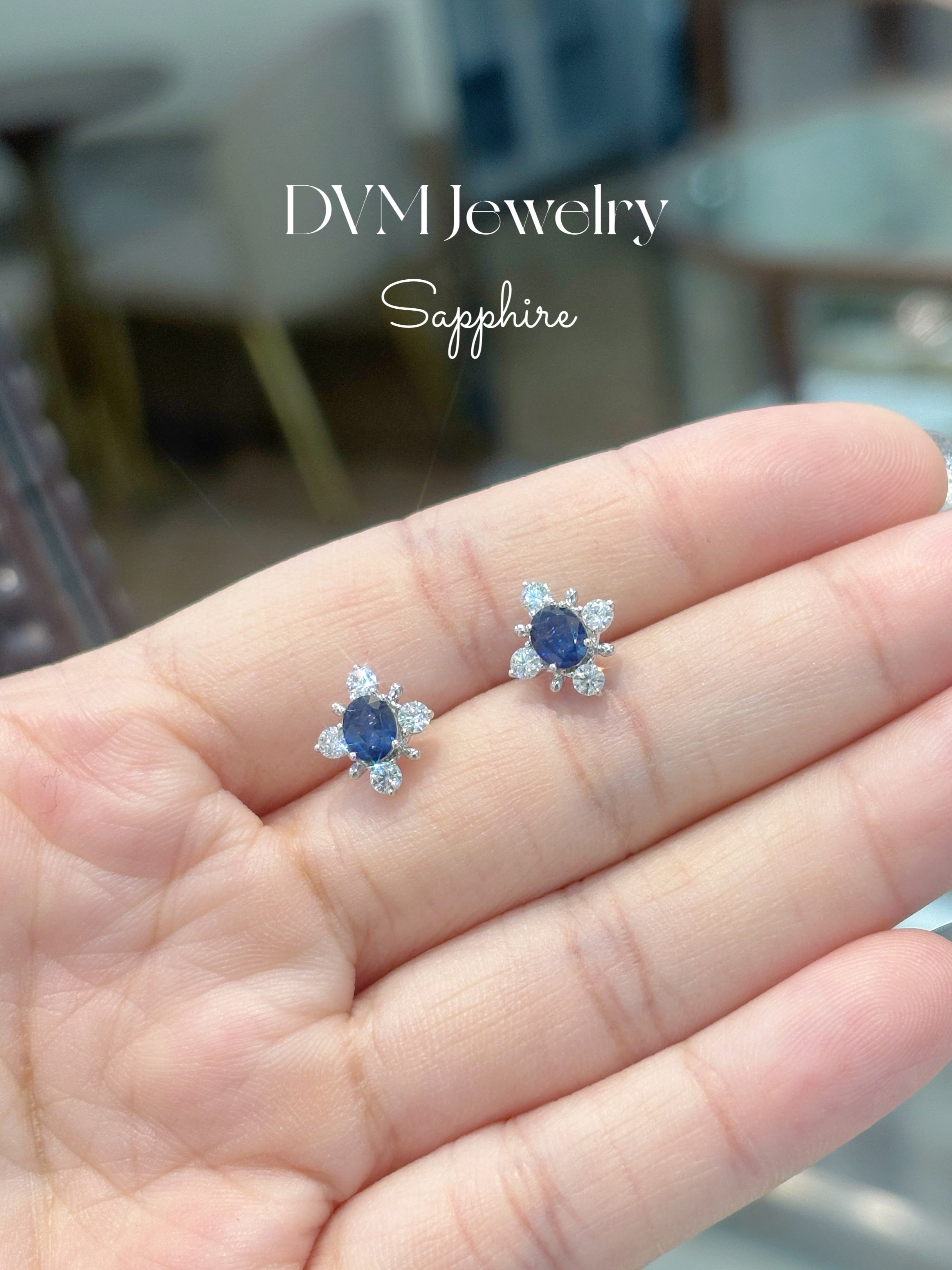 需訂製18K WHITE GOLD SAPPHIRE EARRING | Ges0024