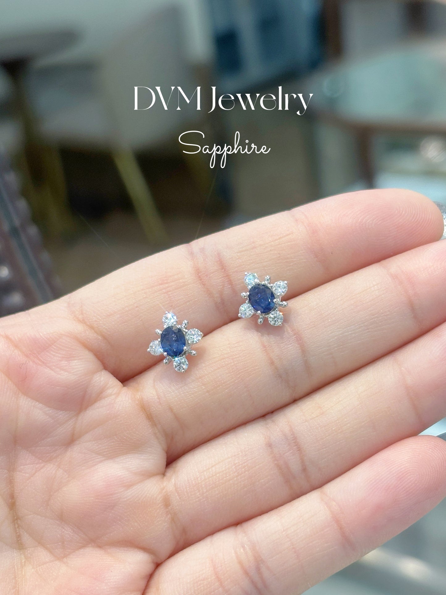需訂製18K WHITE GOLD SAPPHIRE EARRING | Ges0024