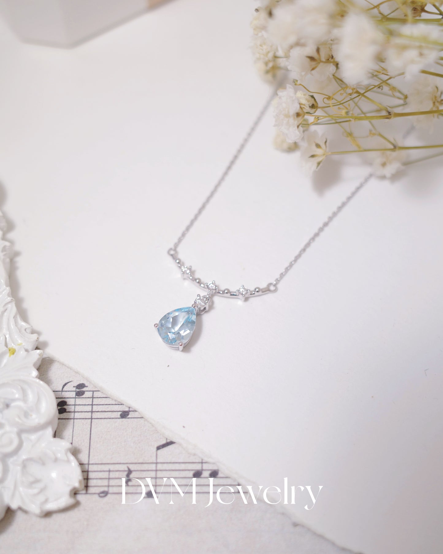 18K WHITE GOLD AQUAMARINE NECKLACE |Gna0012