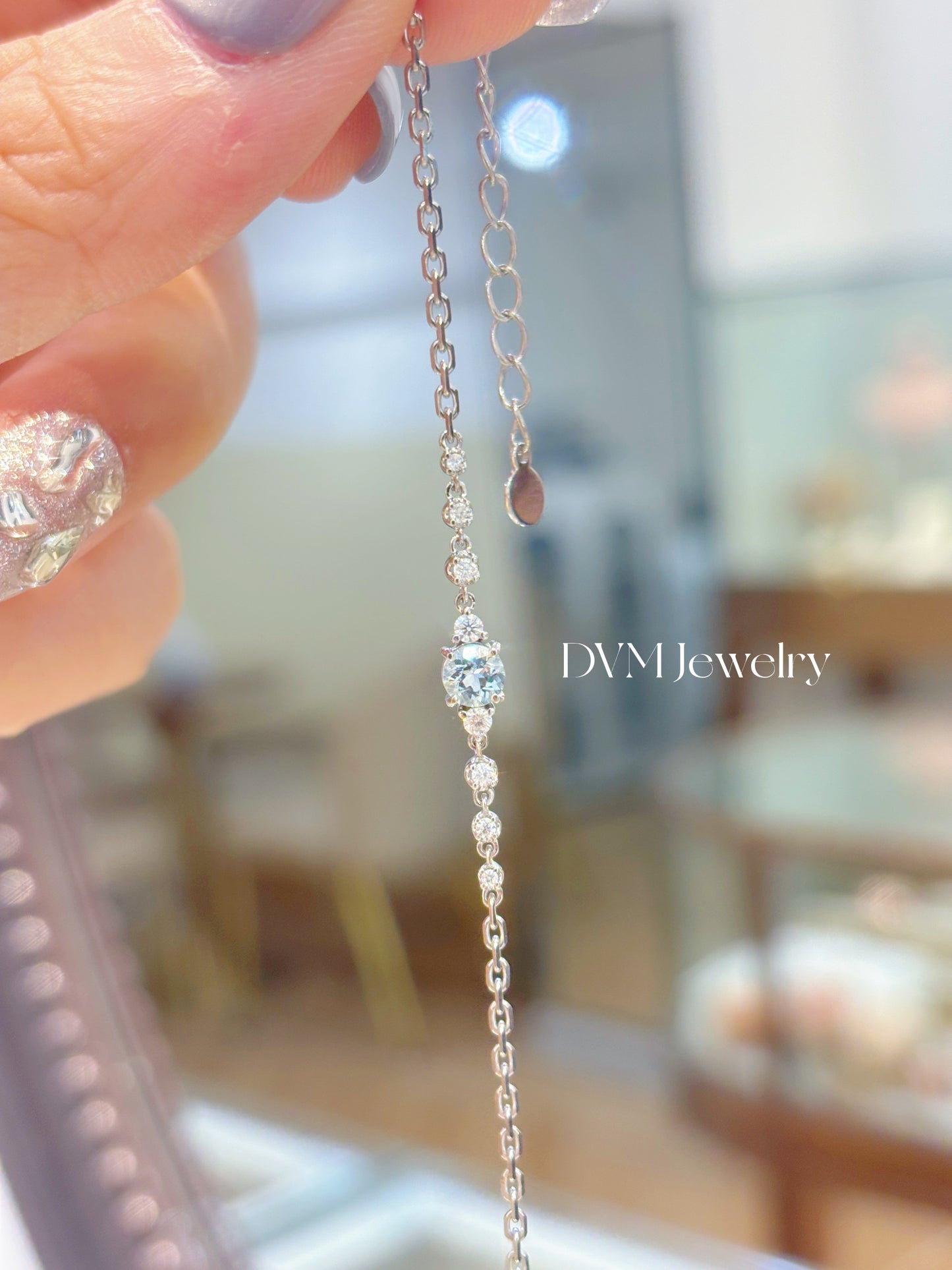需訂製18K WHITE GOLD AQUAMARINE BRACELET | Gba0005