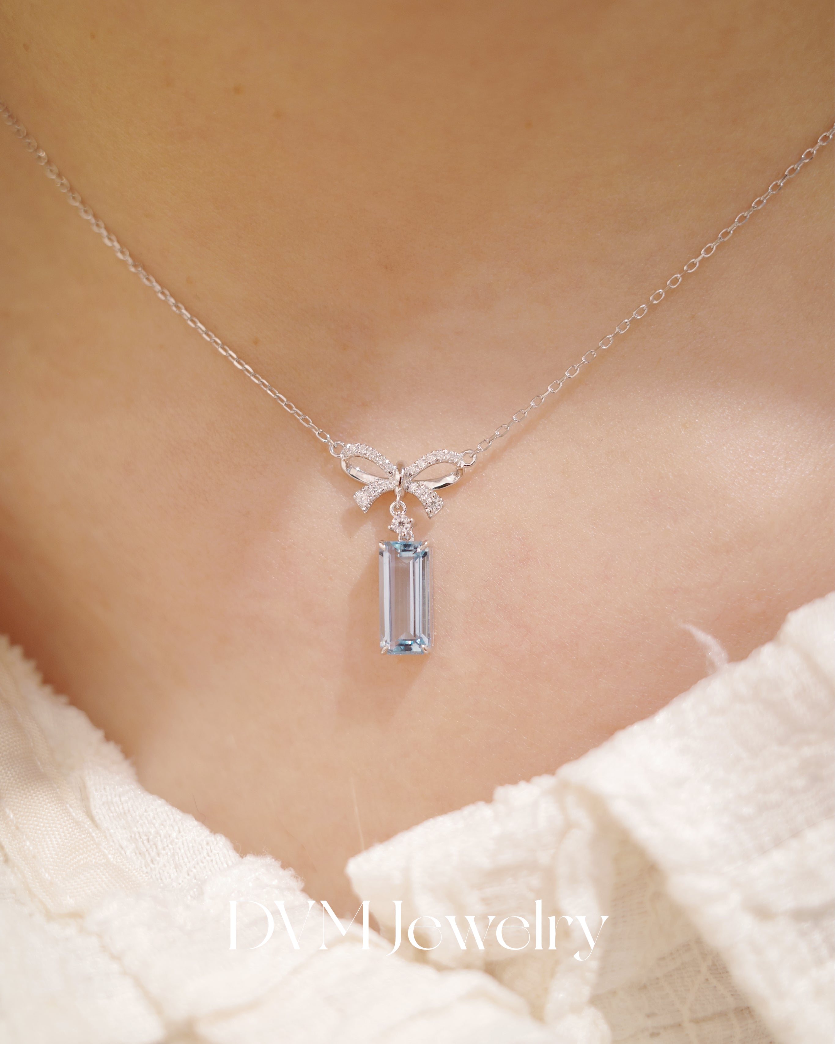 18K WHITE GOLD AQUAMARINE NECKLACE |Gna0003
