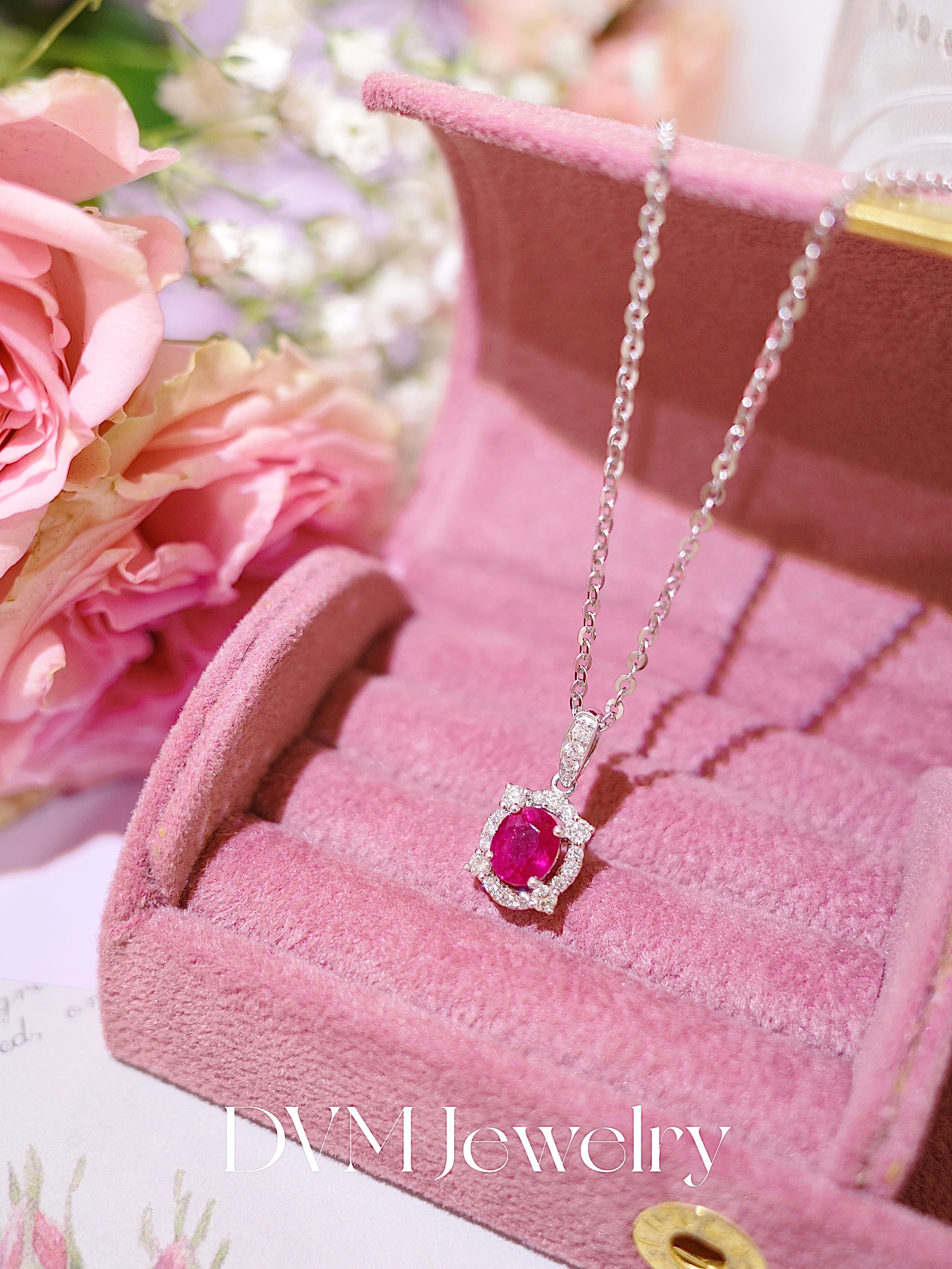 18K WHITE GOLD RUBY PENDANT|Gpru0030