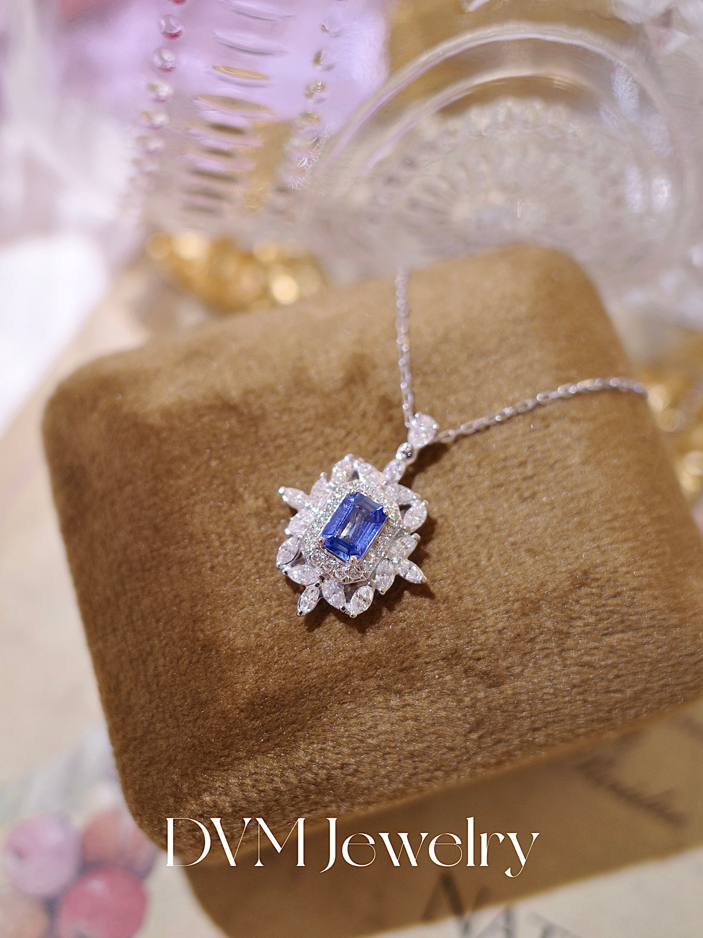 18K WHITE GOLD SAPPHIRE NECKLACE |Gns0035