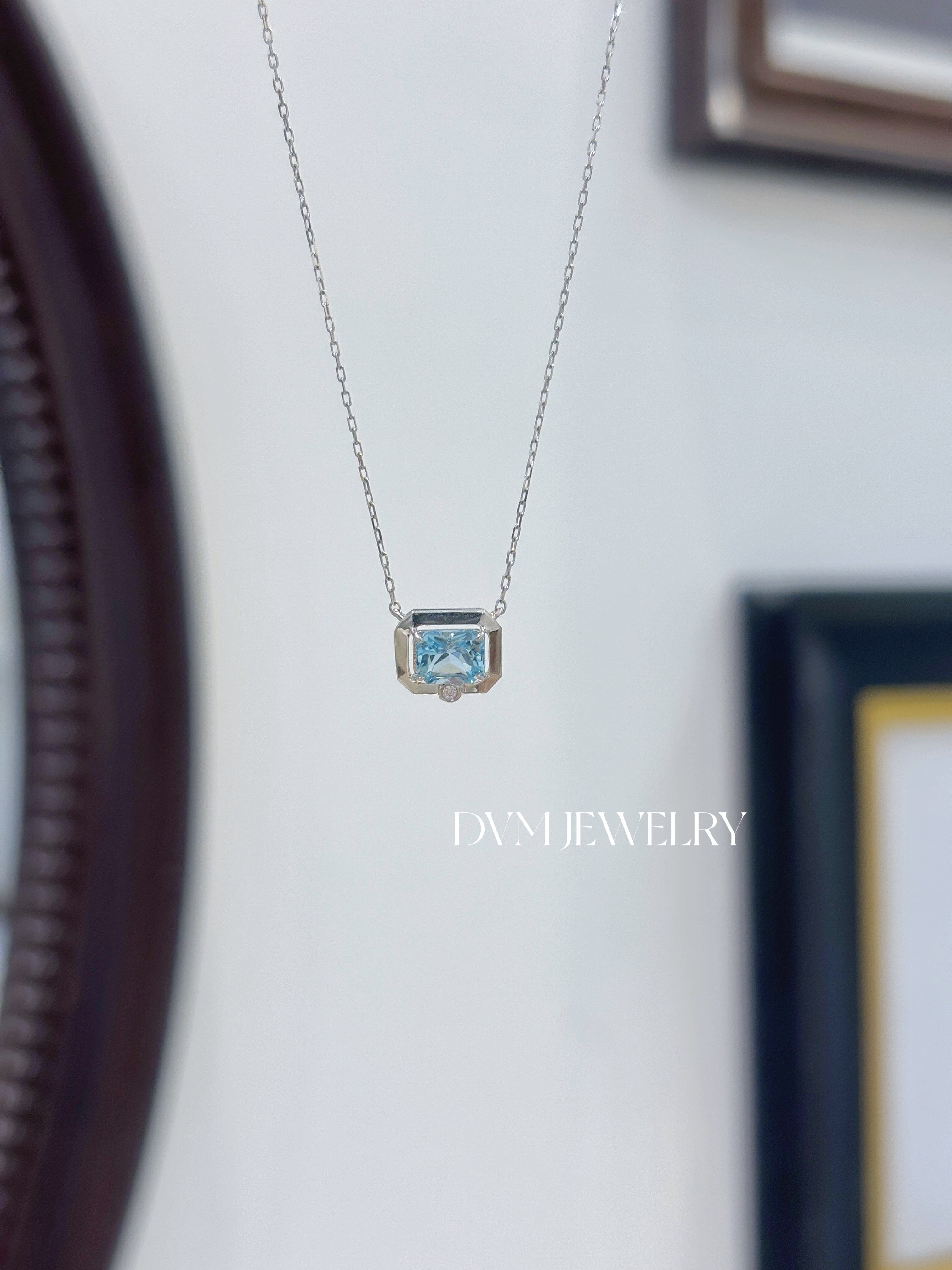 需訂製18K WHITE GOLD AQUAMARINE NECKLACE |Gpa0009