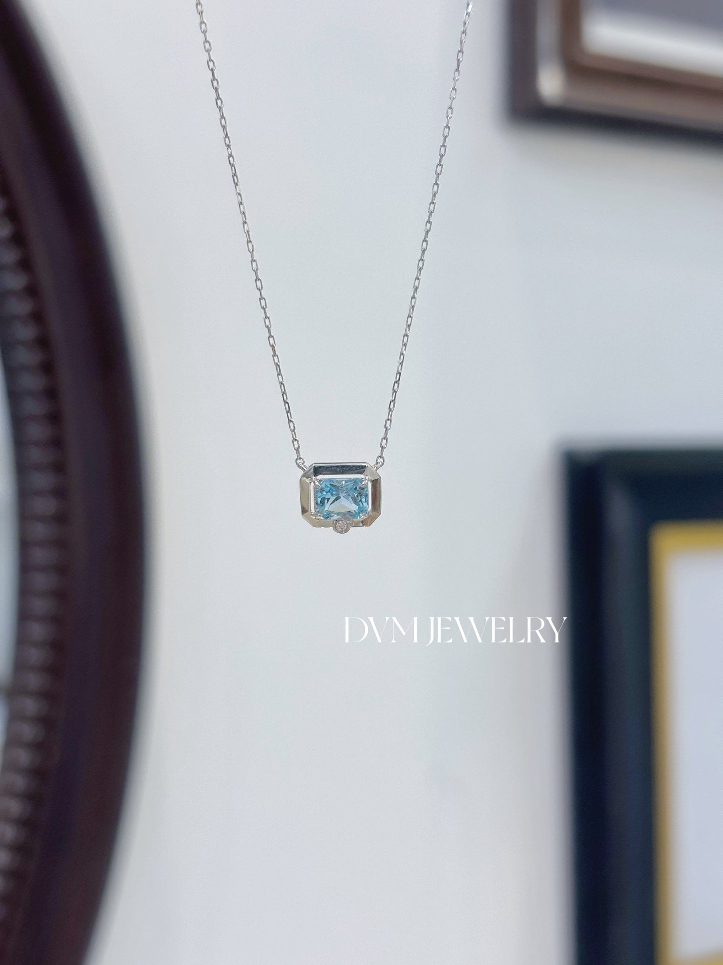 需訂製18K WHITE GOLD AQUAMARINE NECKLACE |Gpa0009