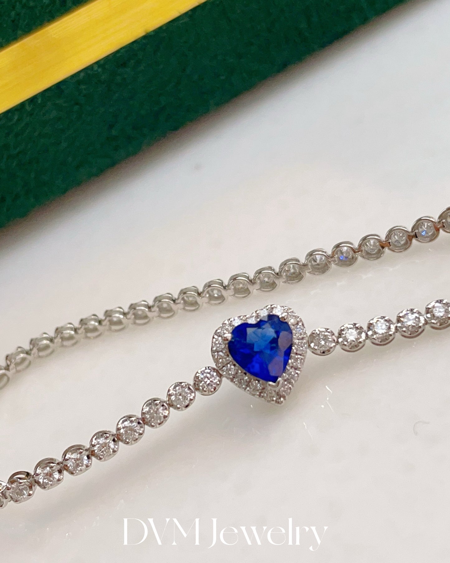 18K WHITE GOLD SAPPHIRE DIAMOND BRACELET | Pre-order