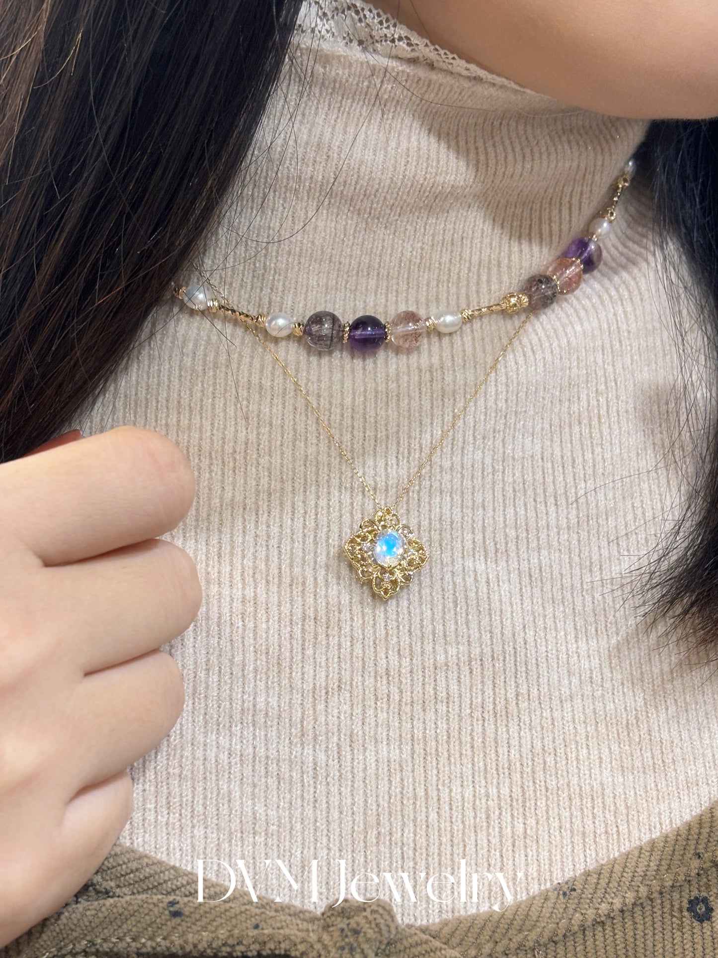 需訂製18K GOLD MOONSTONE NECKLACE| Gnmo0001