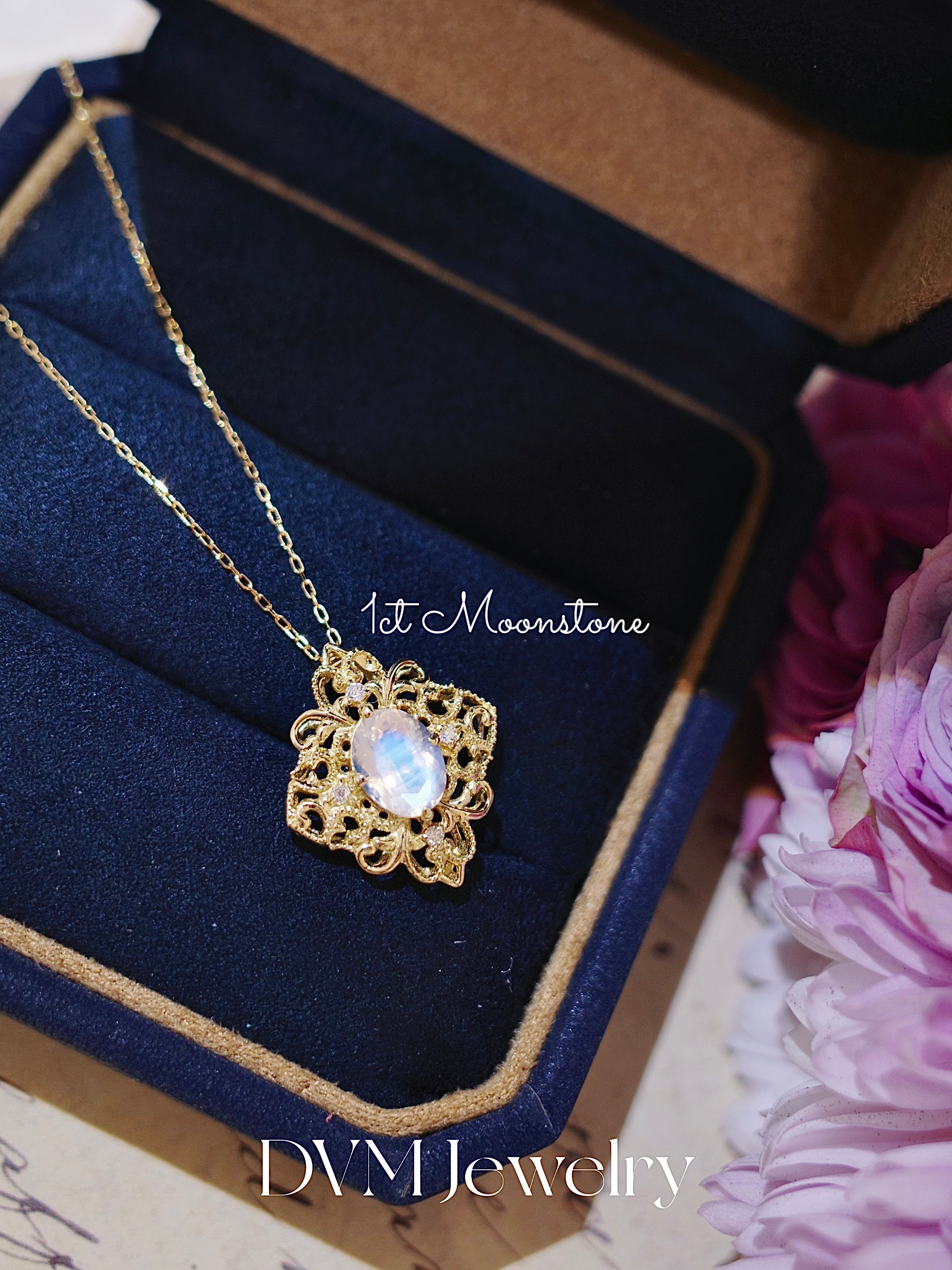 需訂製18K GOLD MOONSTONE NECKLACE| Gnmo0001