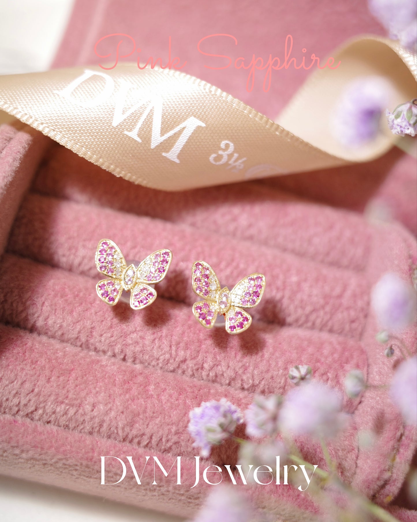18K GOLD PINK SAPPHIRE EARRINGS |Ges0039