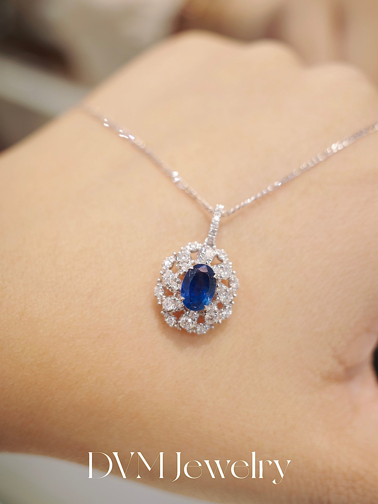 18K WHITE GOLD SAPPHIRE PENDANT |Gps0036